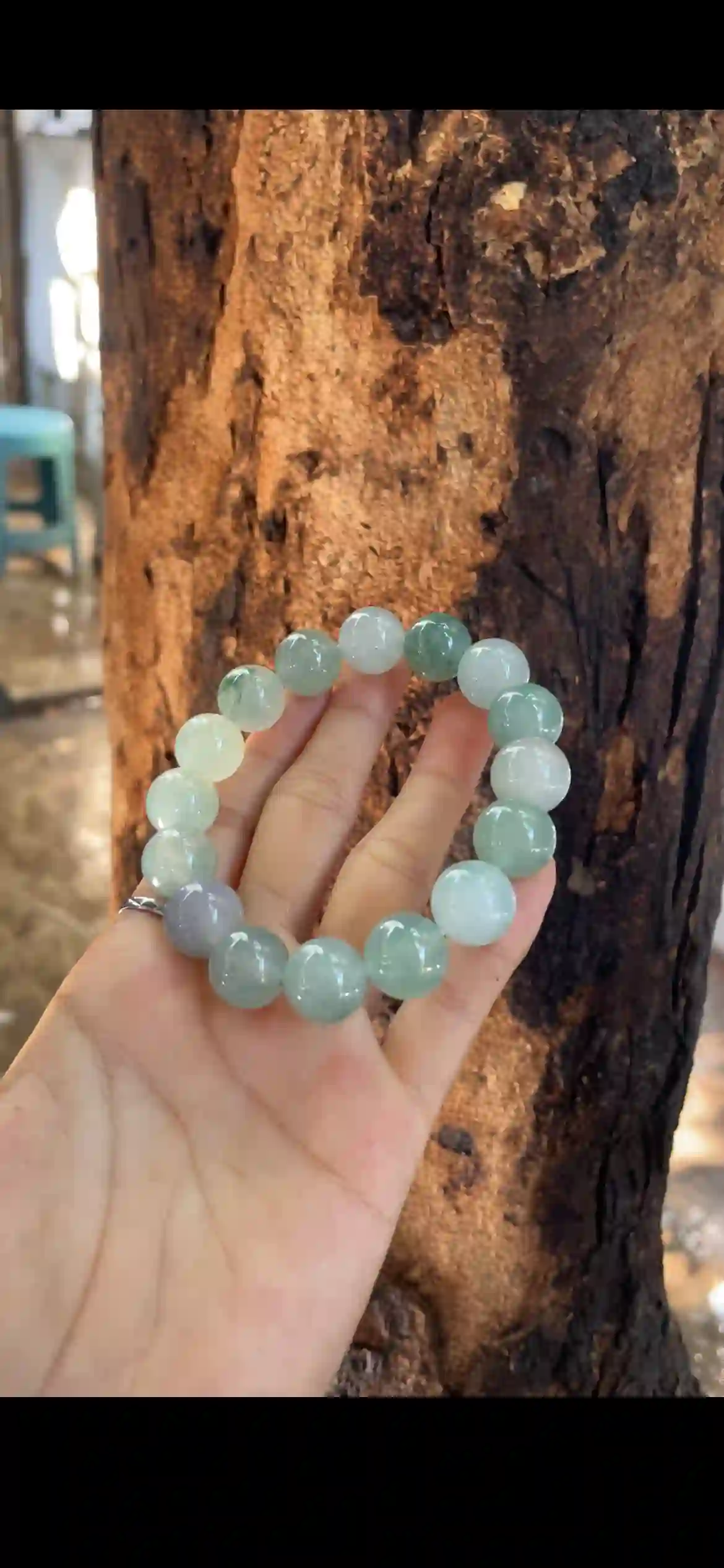Natural Multi-Tone Jadeite Beaded Bracelet, Icy Green & Lavender Jade Beads | Myanmar Jadeite reference #29610001