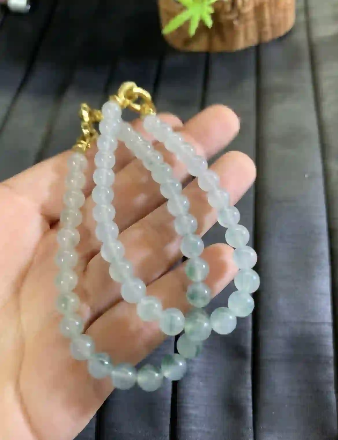 Icy Jade with Floating Flowers Necklace | Myanmar Jadeite reference #2700010