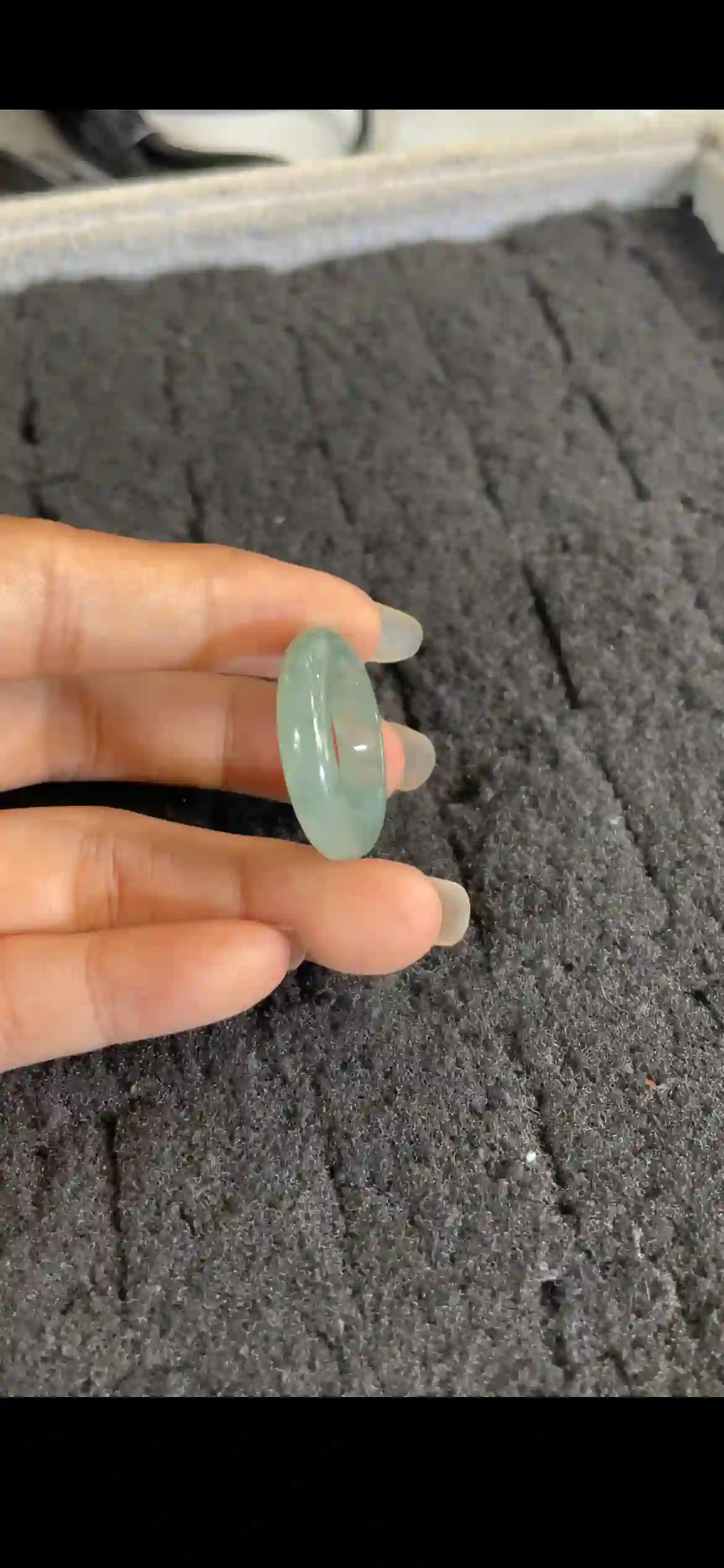 Smooth Pale Icy Green Jade Ring Band, view 2 | Myanmar Jadeite reference #25860002