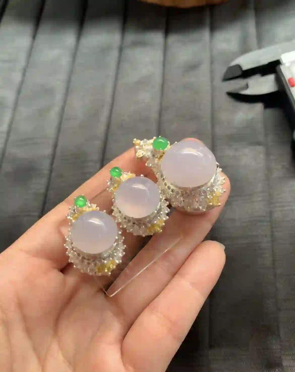   Natural Icy Lavender Jadeite Jewelry Set | Myanmar Jadeite reference #2400007