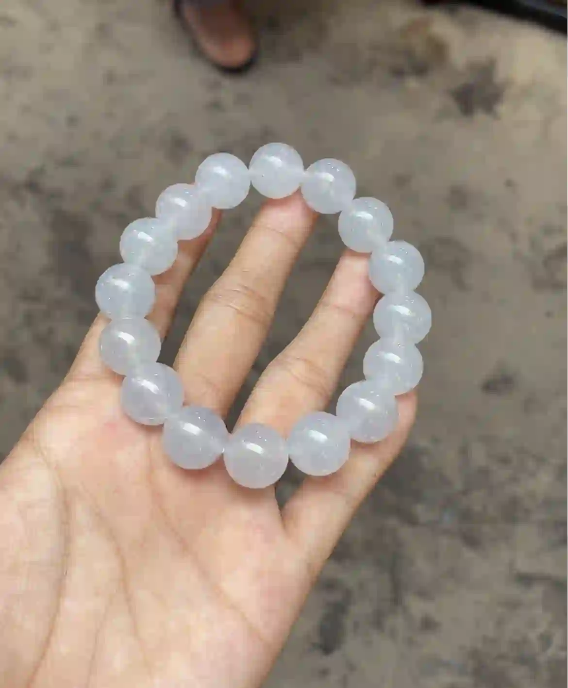 Icy Translucent Pale Lavender Jadeite Beaded Bracelet, view 2 | Myanmar Jadeite reference #3390003