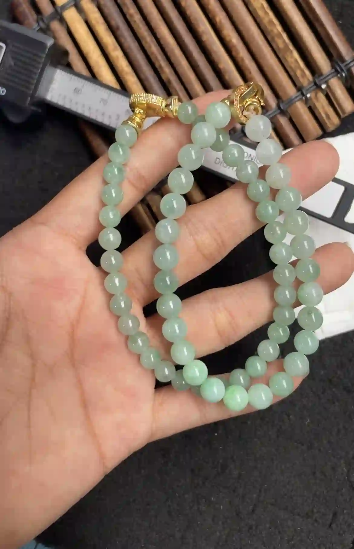 Icy Green Jade Bead Necklace | Myanmar Jadeite reference #2700007