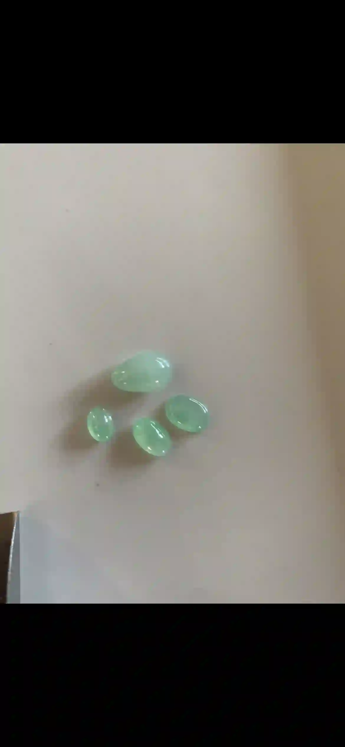 Set of Four Icy Green Jade Cabochons — Mixed Shapes Loose Gemstones | Myanmar Jadeite reference #28620002