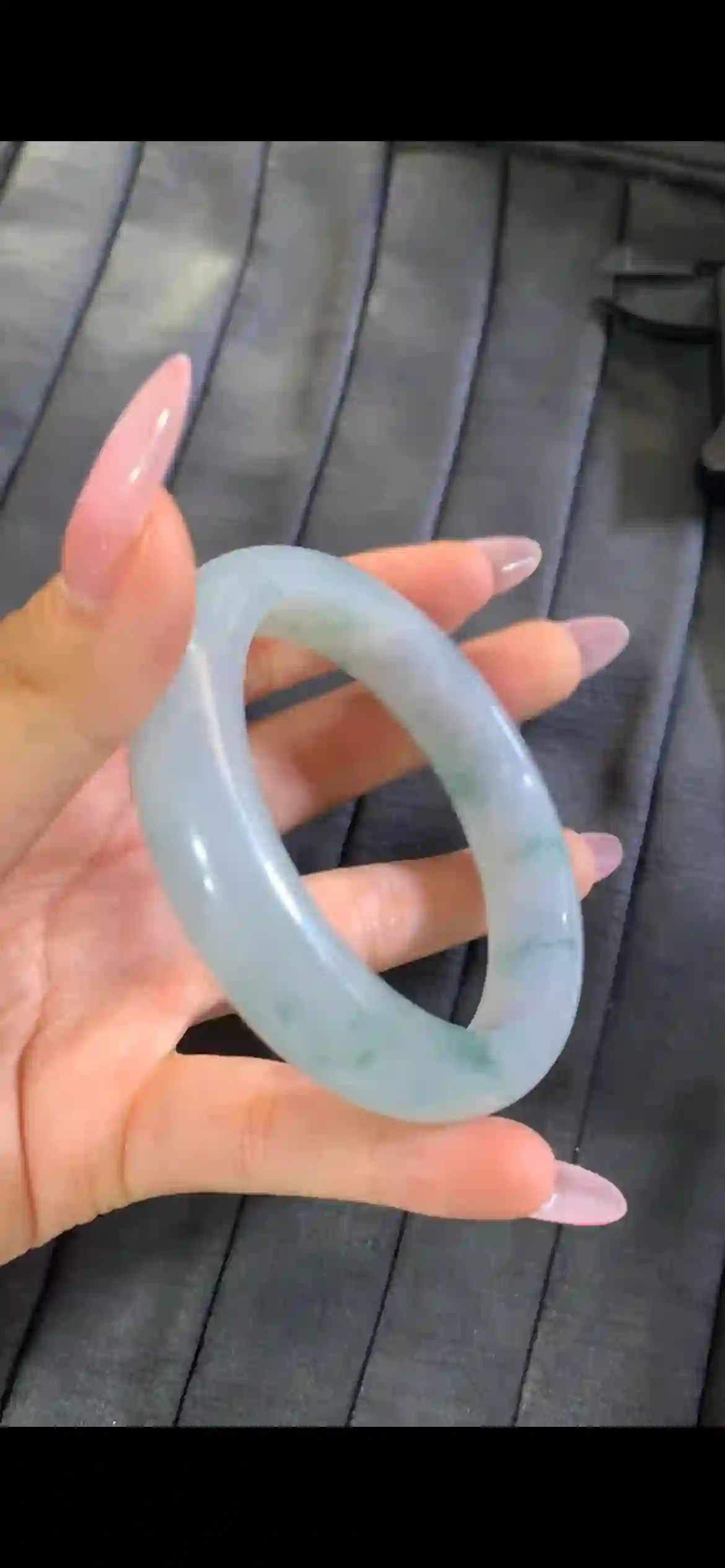  Icy Translucent Floating Flower Jadeite Bangle, view 2 | Myanmar Jadeite reference #7560003