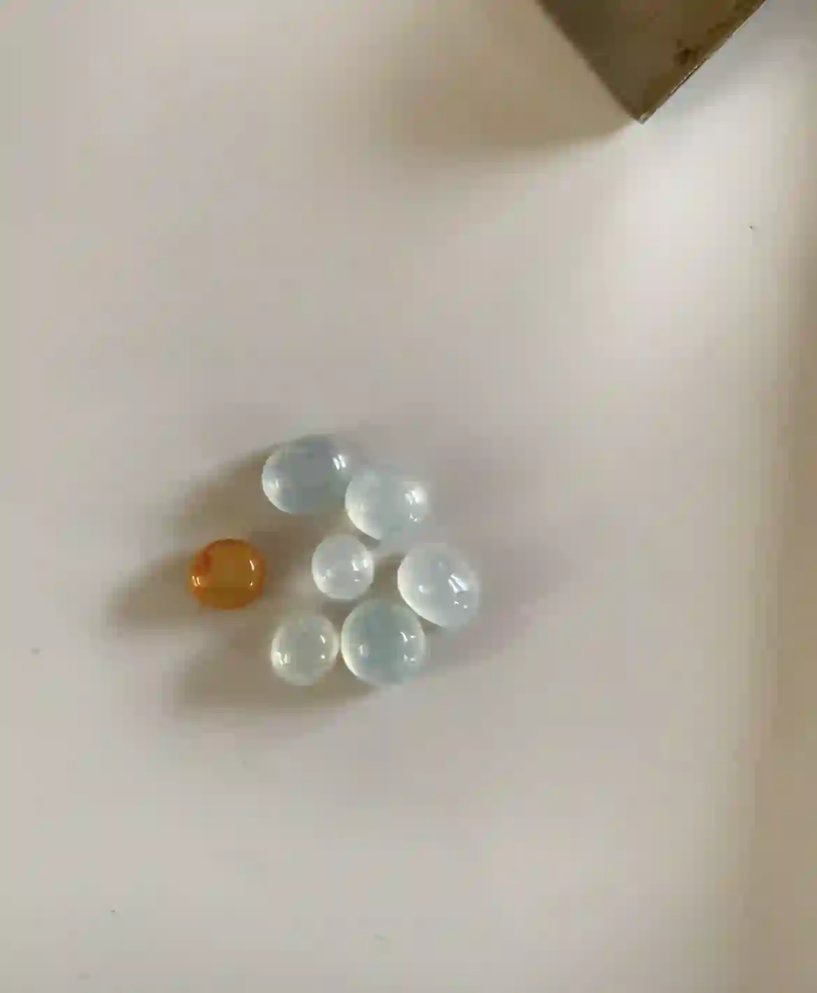  Icy Blue-White & Warm Yellow Jadeite Cabochon Collection, view 2 | Myanmar Jadeite reference #4020002