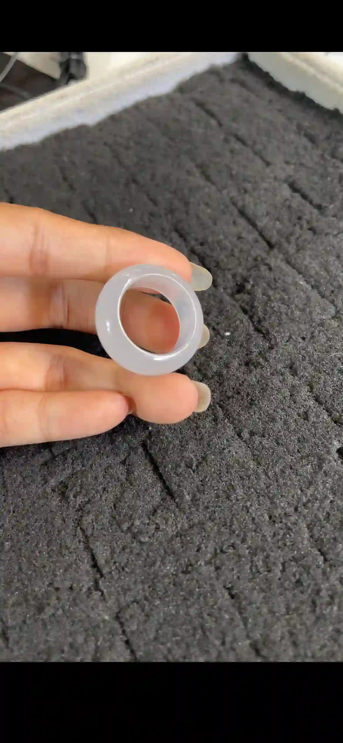 Icy Translucent Pale White Jade Ring Band | Myanmar Jadeite reference #25650001