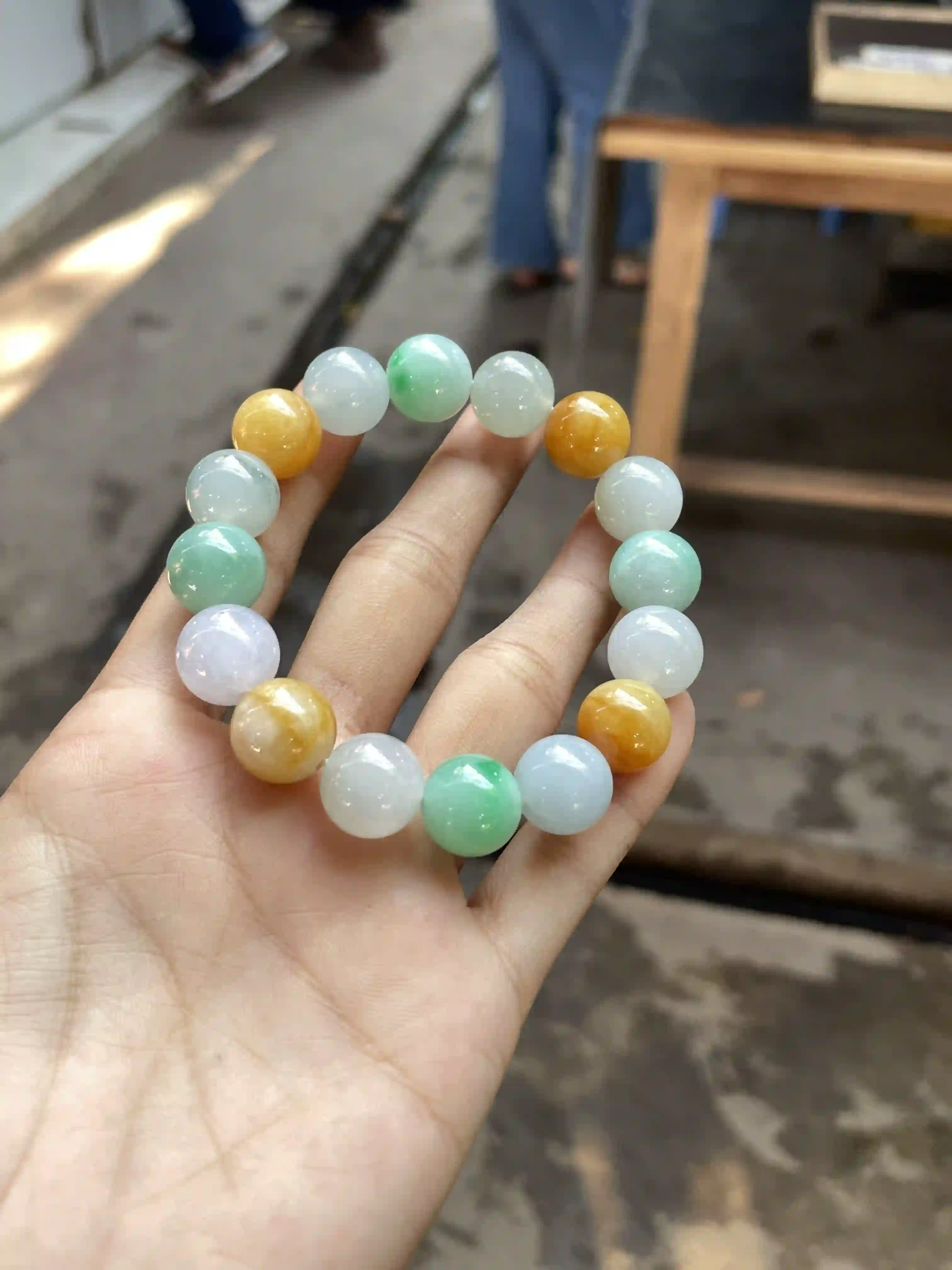  Multi-Color Jadeite Beaded Bracelet | Myanmar Jadeite reference #1290002