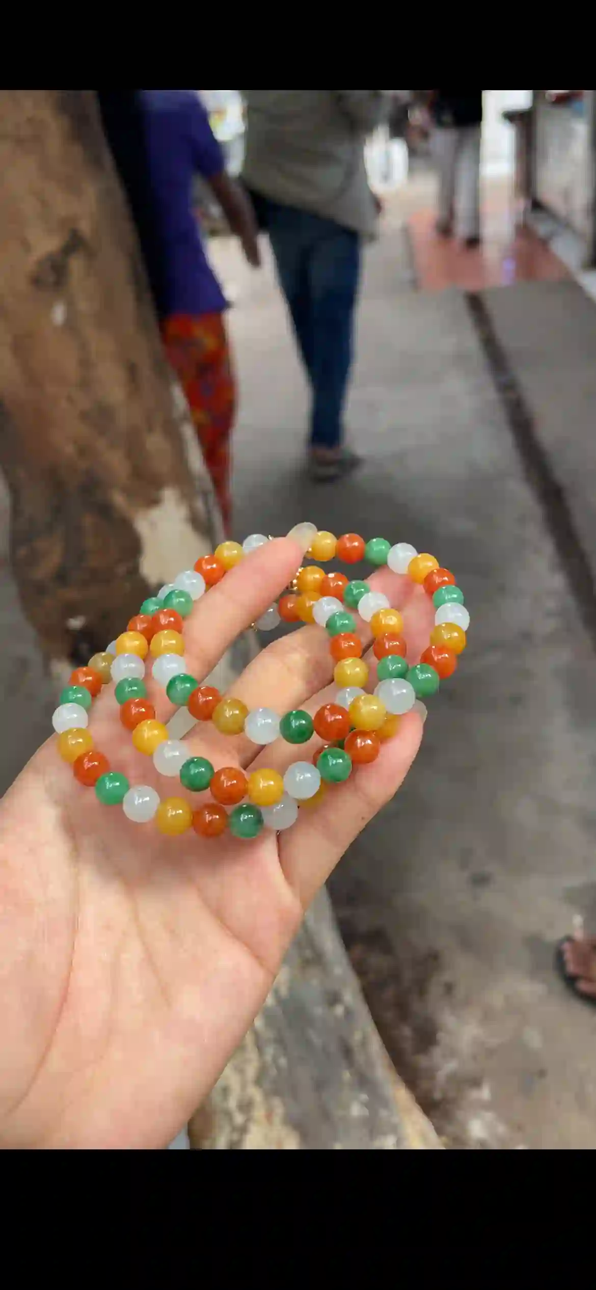 Vibrant Multicolor Jade Beaded Necklace & Wrap Bracelet — Four-Tone Design | Myanmar Jadeite reference #27090001