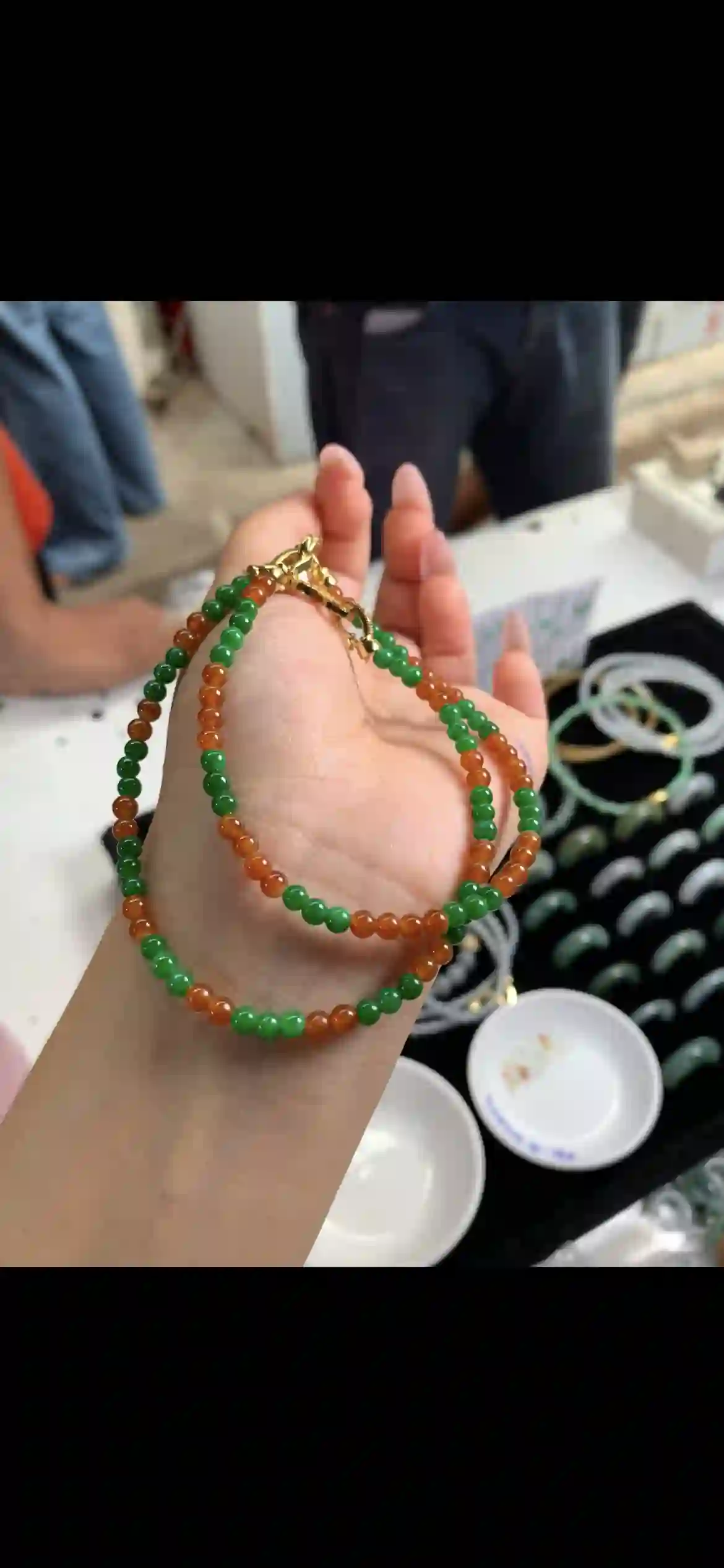 Dual‑Tone Green & Honey Yellow Jadeite Multi‑Wrap Bracelet | Myanmar Jadeite reference #12750001
