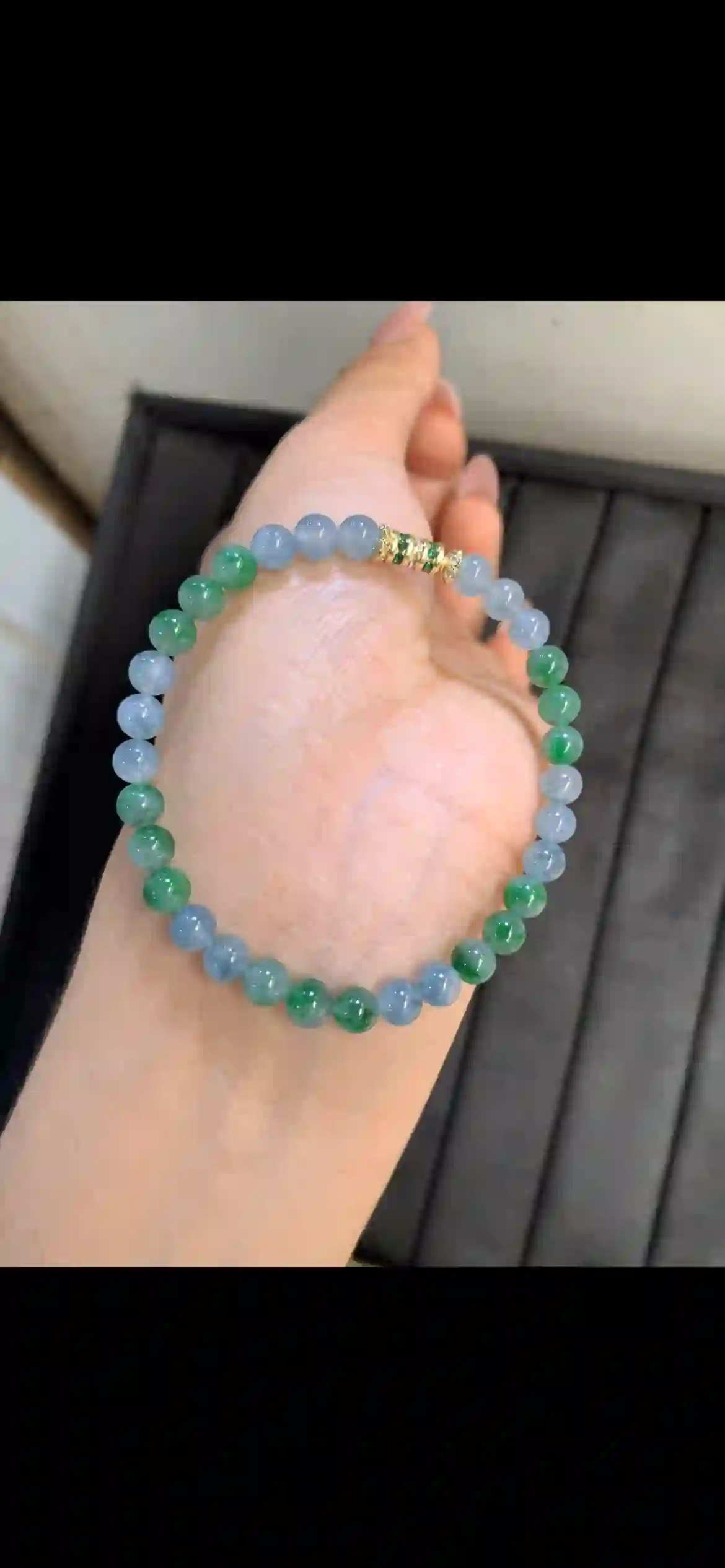 Gradient Icy Green Jadeite Multi‑Wrap Bracelet & Long Strand, view 2 | Myanmar Jadeite reference #9120002