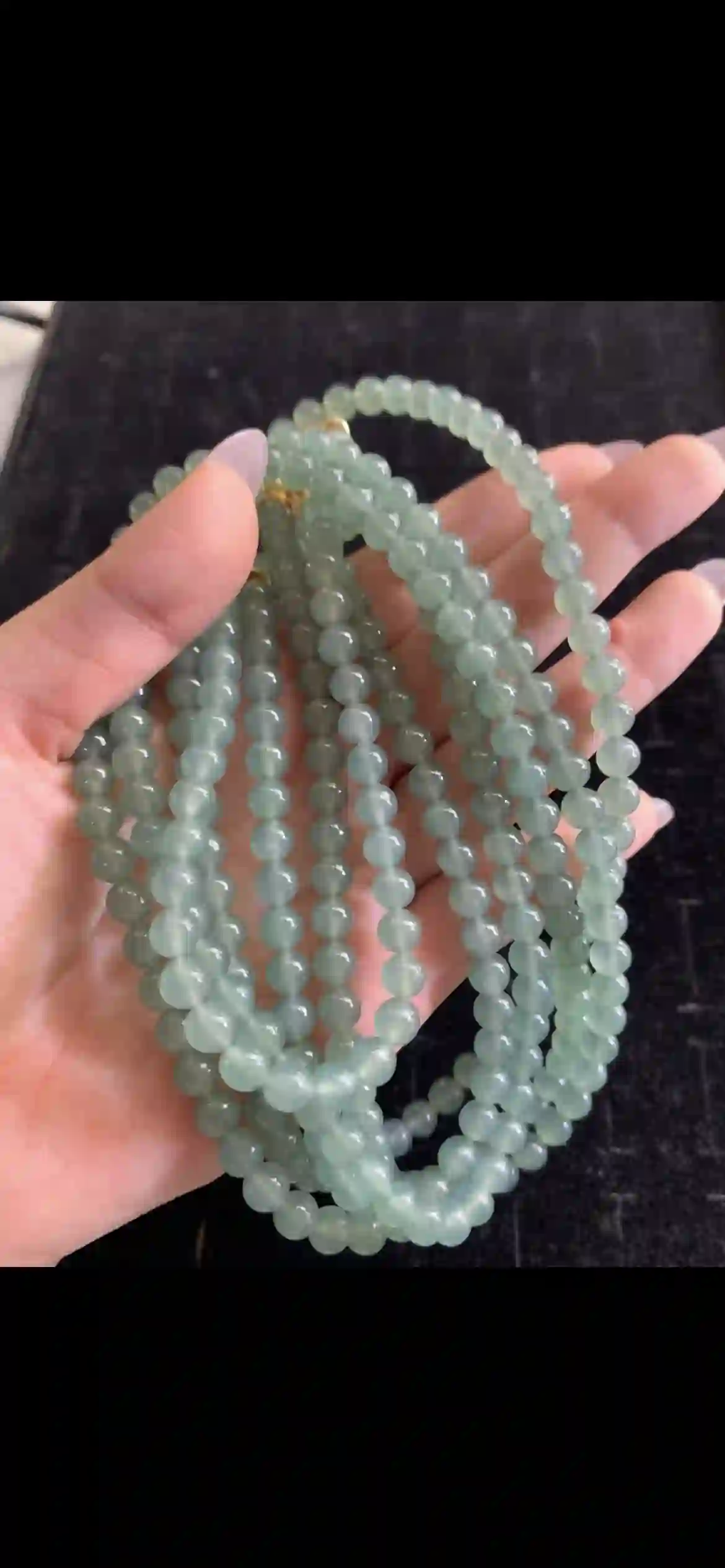 Premium Icy Pale Green Jadeite Multi-Strand Beaded Necklace | Myanmar Jadeite reference #24300001