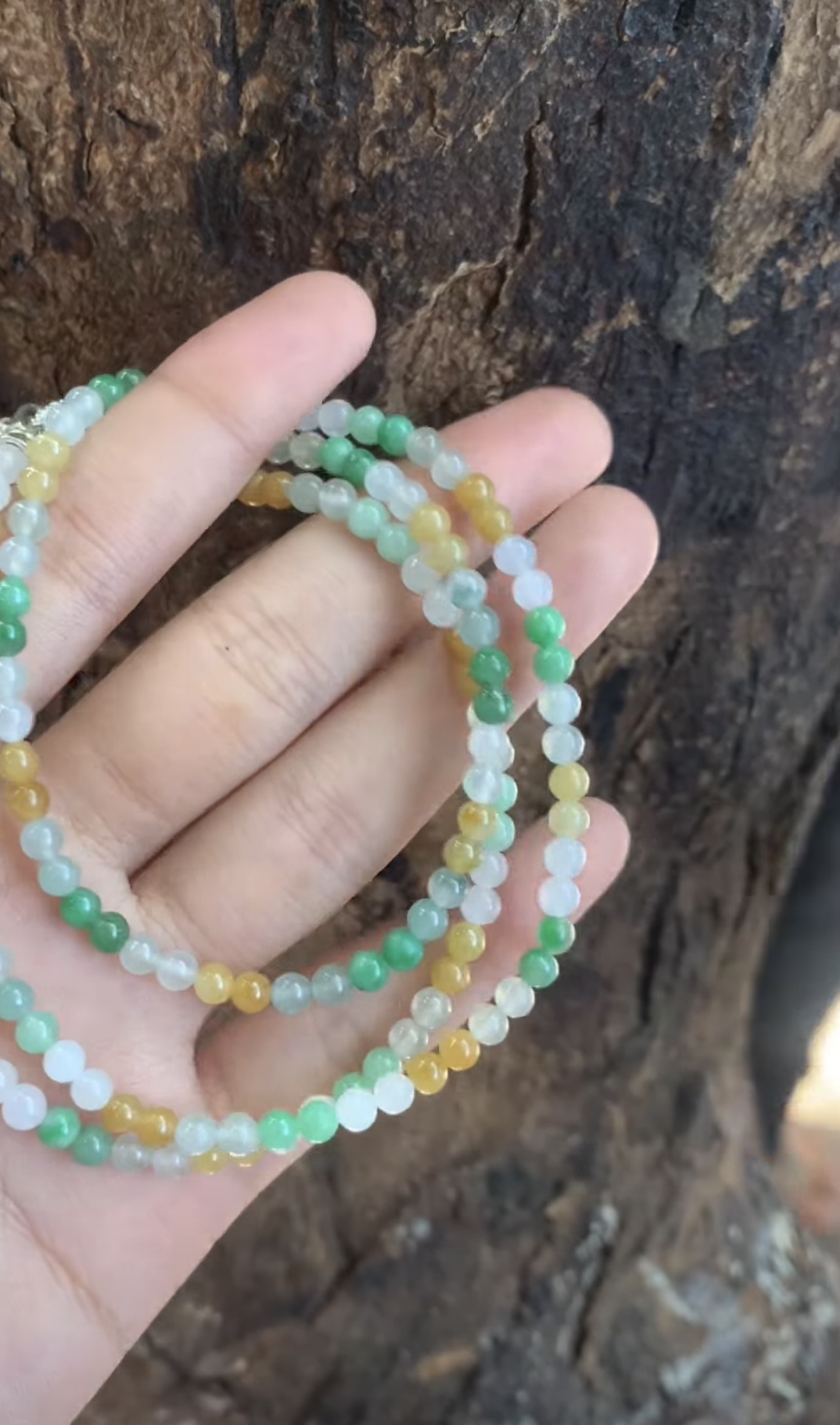 Vibrant Natural Multicolor Ice Jadeite Small Bead Long Strand Necklace / Wrap Bracelet | Myanmar Jadeite reference #37620001