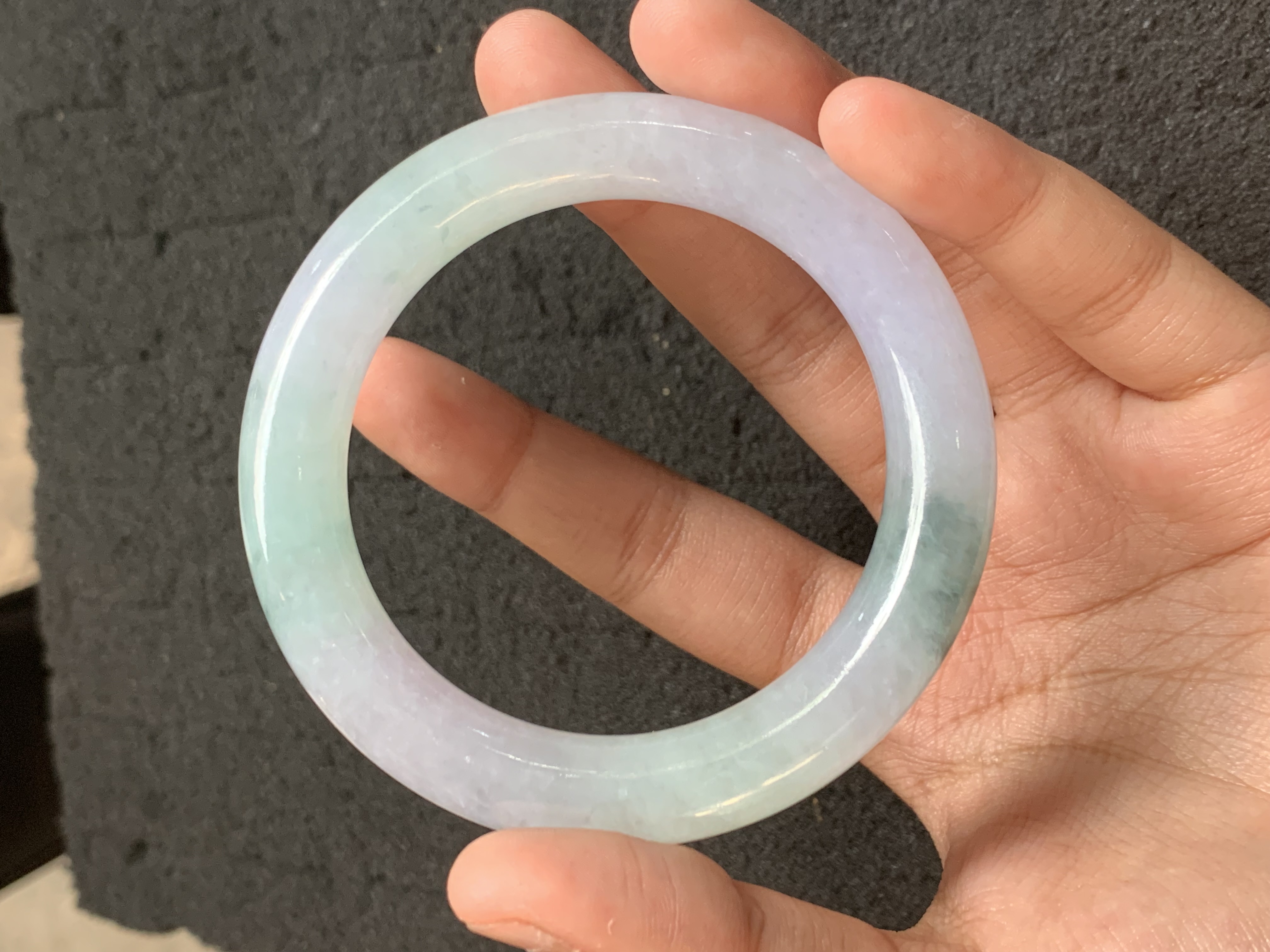 Multicolor Jadeite Bangle - Lavender, Green & Subtle Bluish Veins