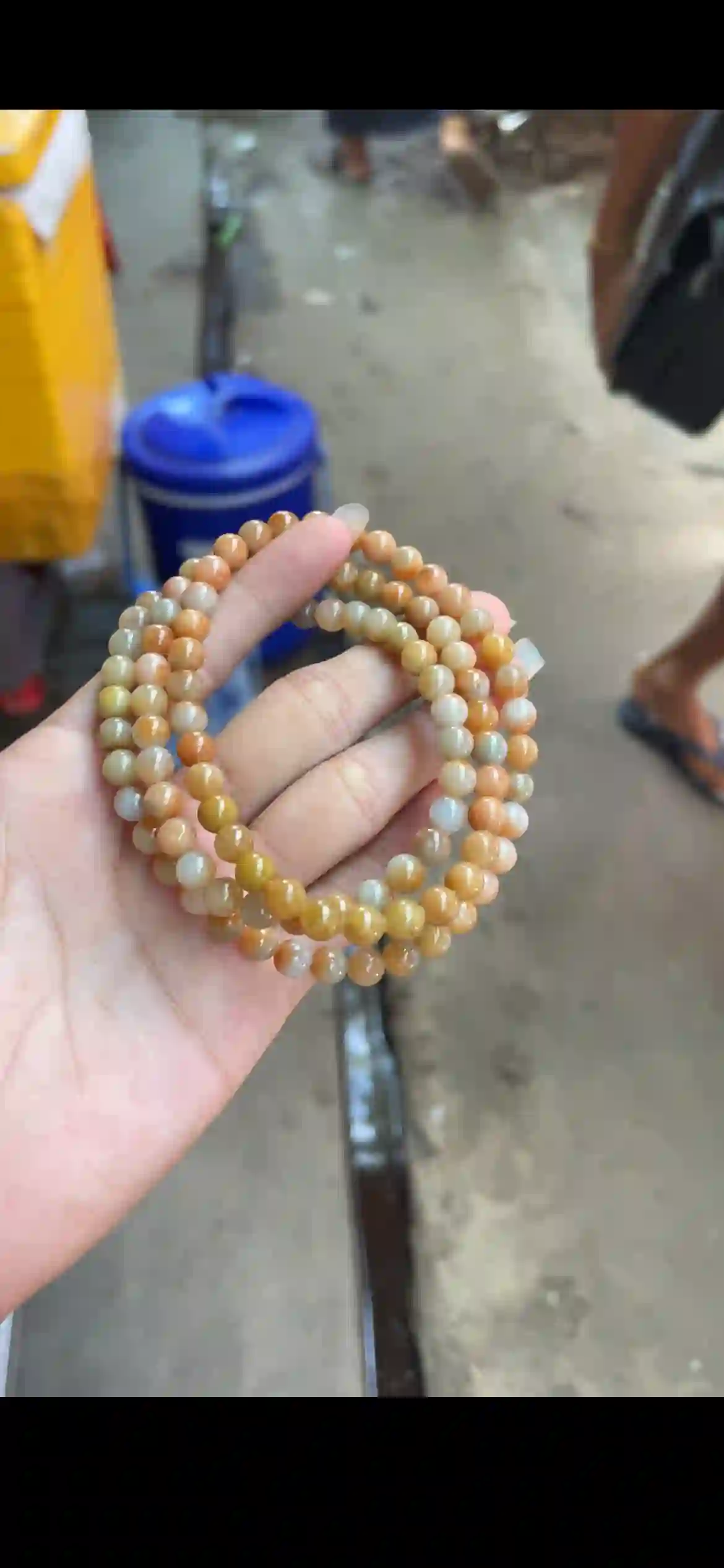Warm Honey Orange Jade Multi-Wrap Beaded Bracelet | Myanmar Jadeite reference #23040001