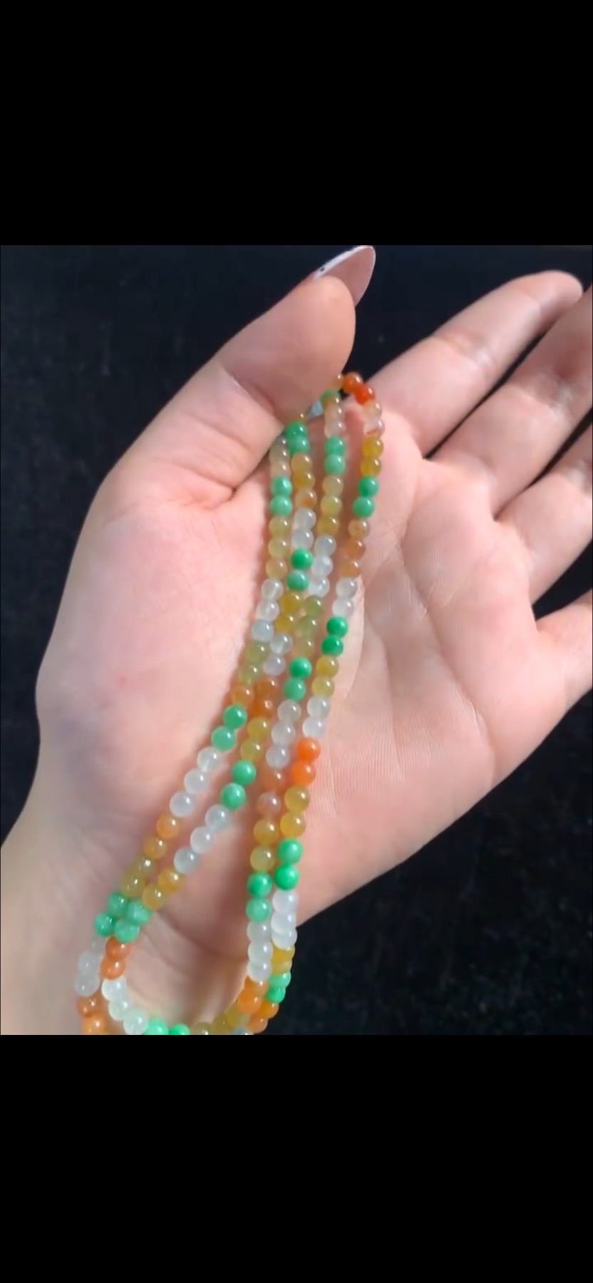Natural Ice Variety Vibrant Multicolor Jadeite Small Bead Multi-Wrap Bracelet / Layered Necklace - Burmese Jadeite from Myanmar