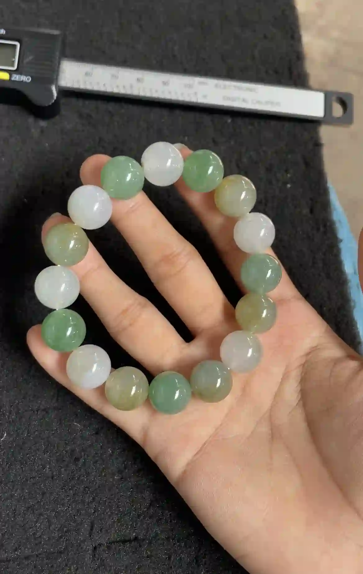  Multicolor Icy White, Green & Yellow Jadeite Beaded Bracelet | Myanmar Jadeite reference #3630001