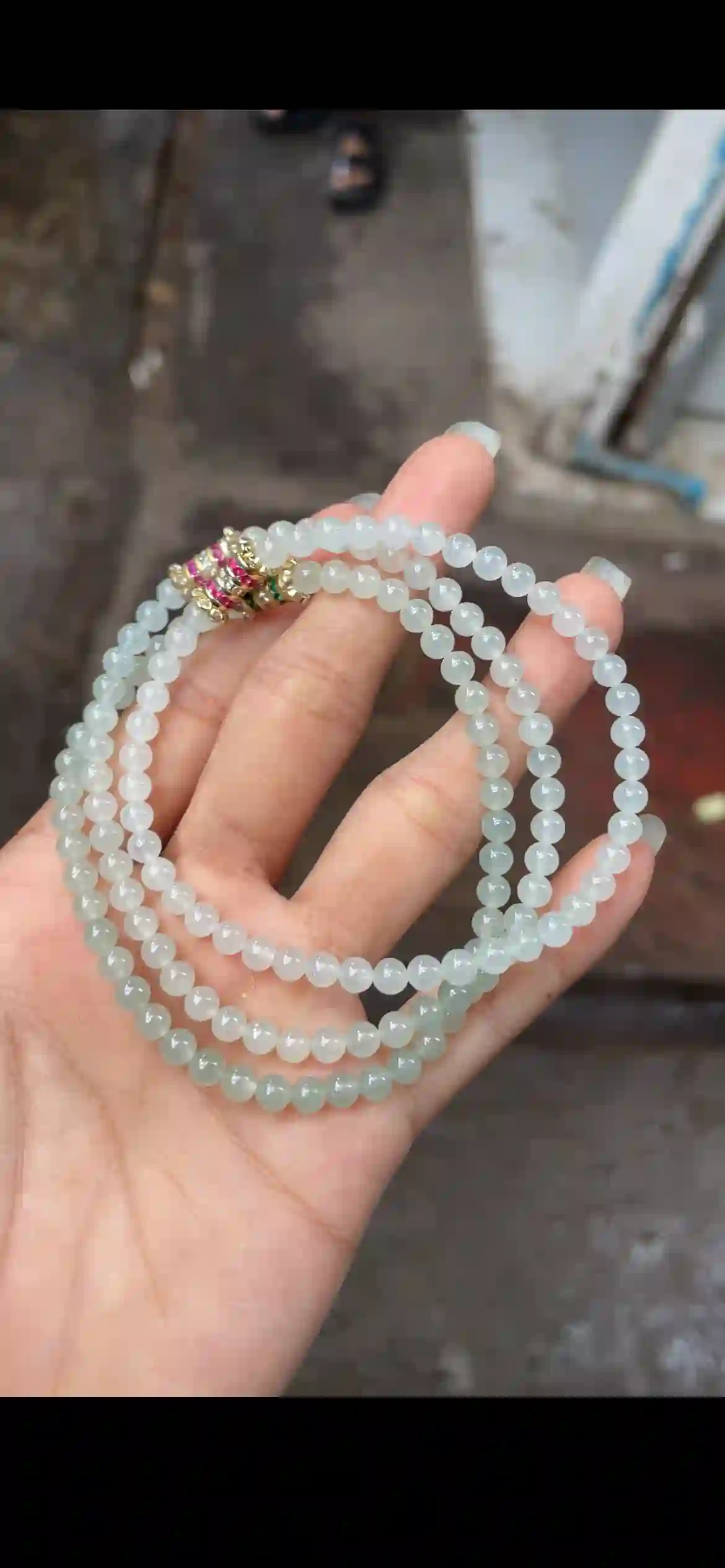 Icy Pale Celadon Jadeite Bead Multi-Strand Jewelry | Myanmar Jadeite reference #15420001