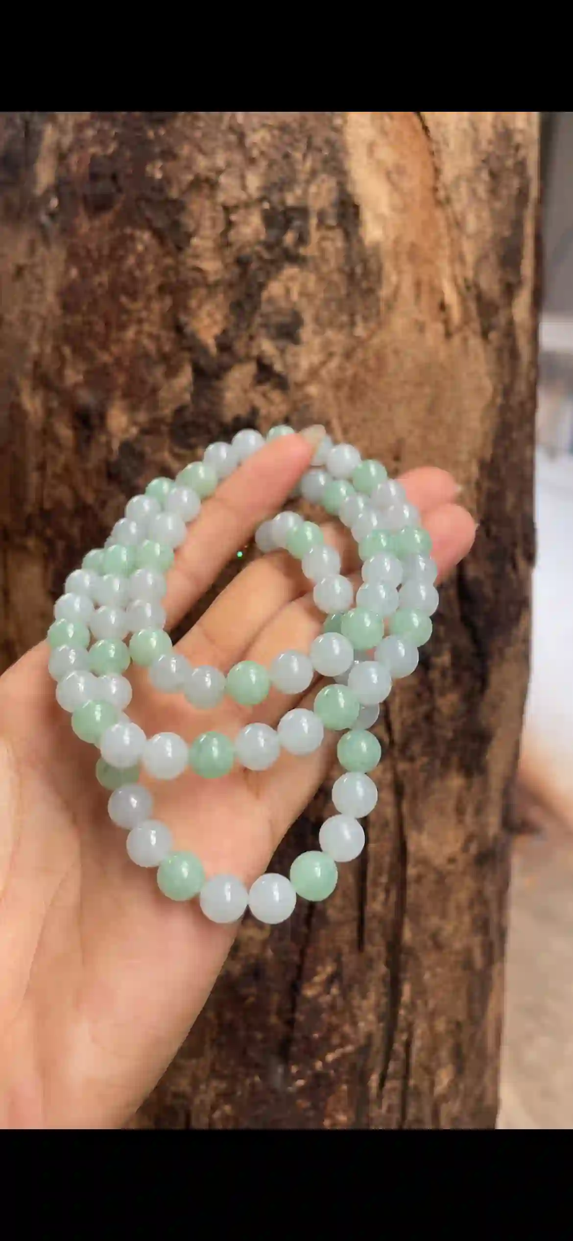  Icy Pale Green Jadeite Bead Necklace | Myanmar Jadeite reference #8100002