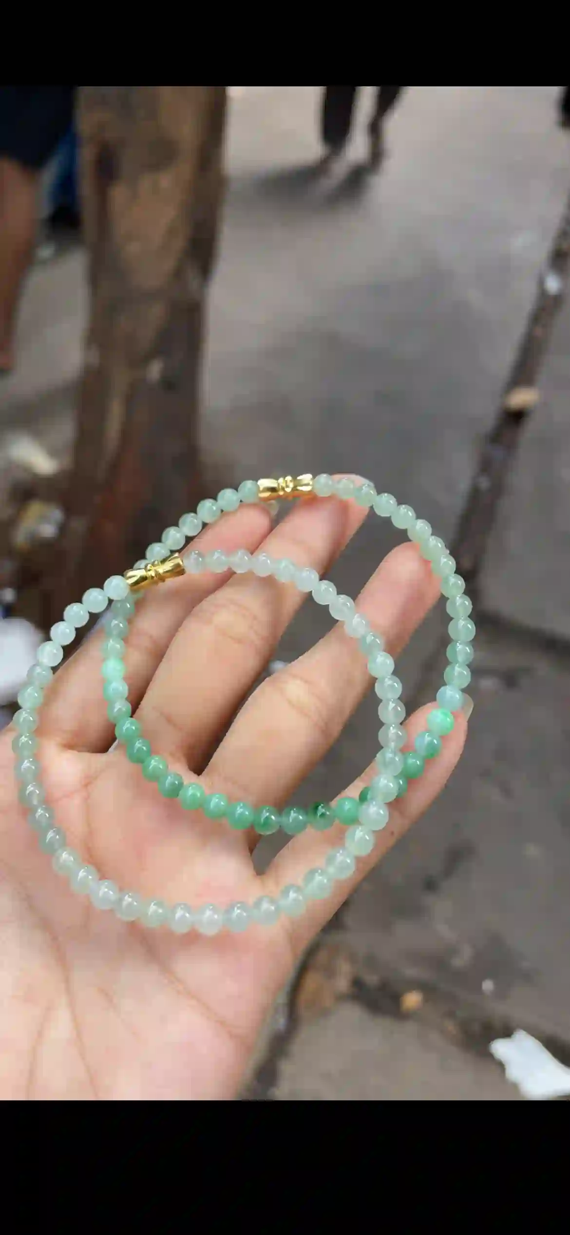 Icy Pale Green Jadeite Beaded Double-Wrap Bracelet | Myanmar Jadeite reference #13350001