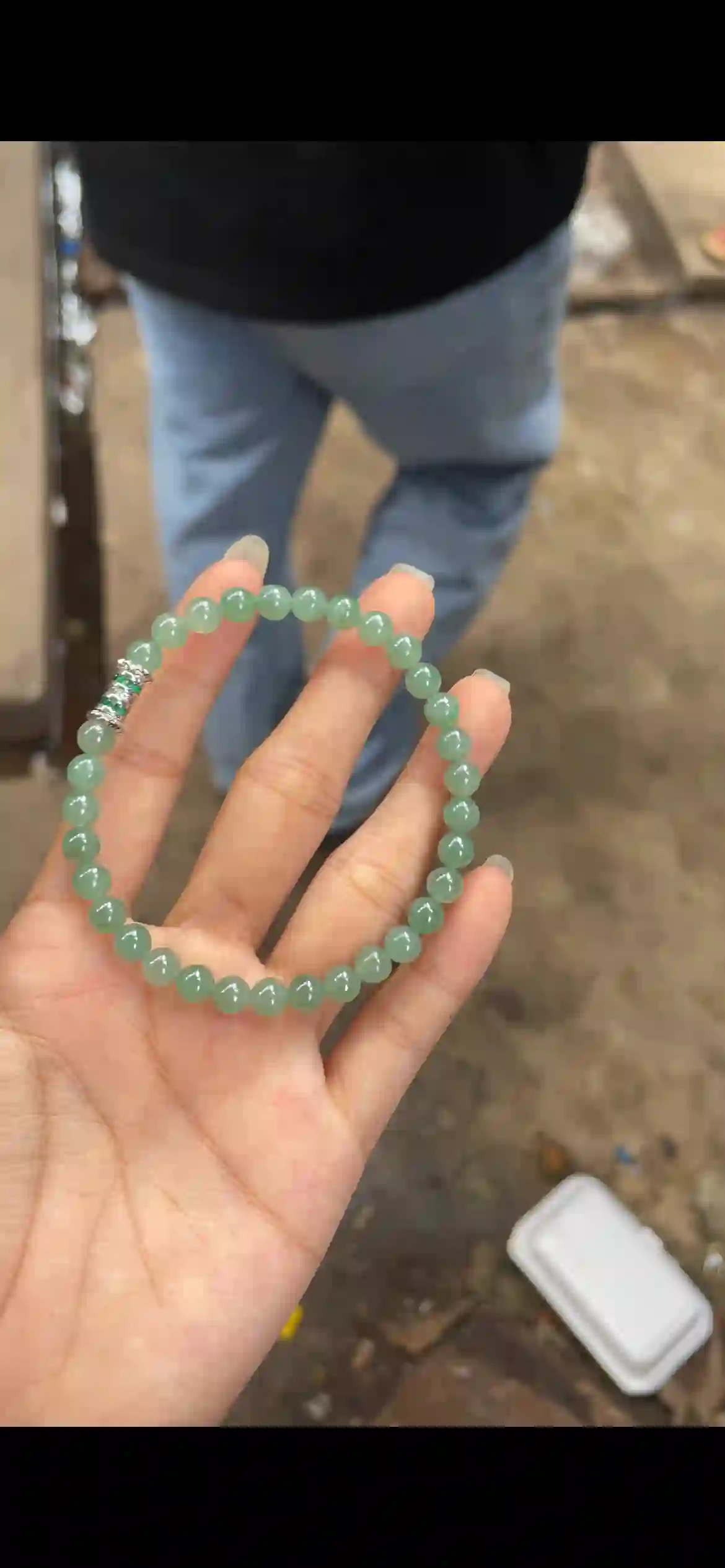 Icy Uniform Pale Green Jadeite Bead Bracelet | Myanmar Jadeite reference #8820001