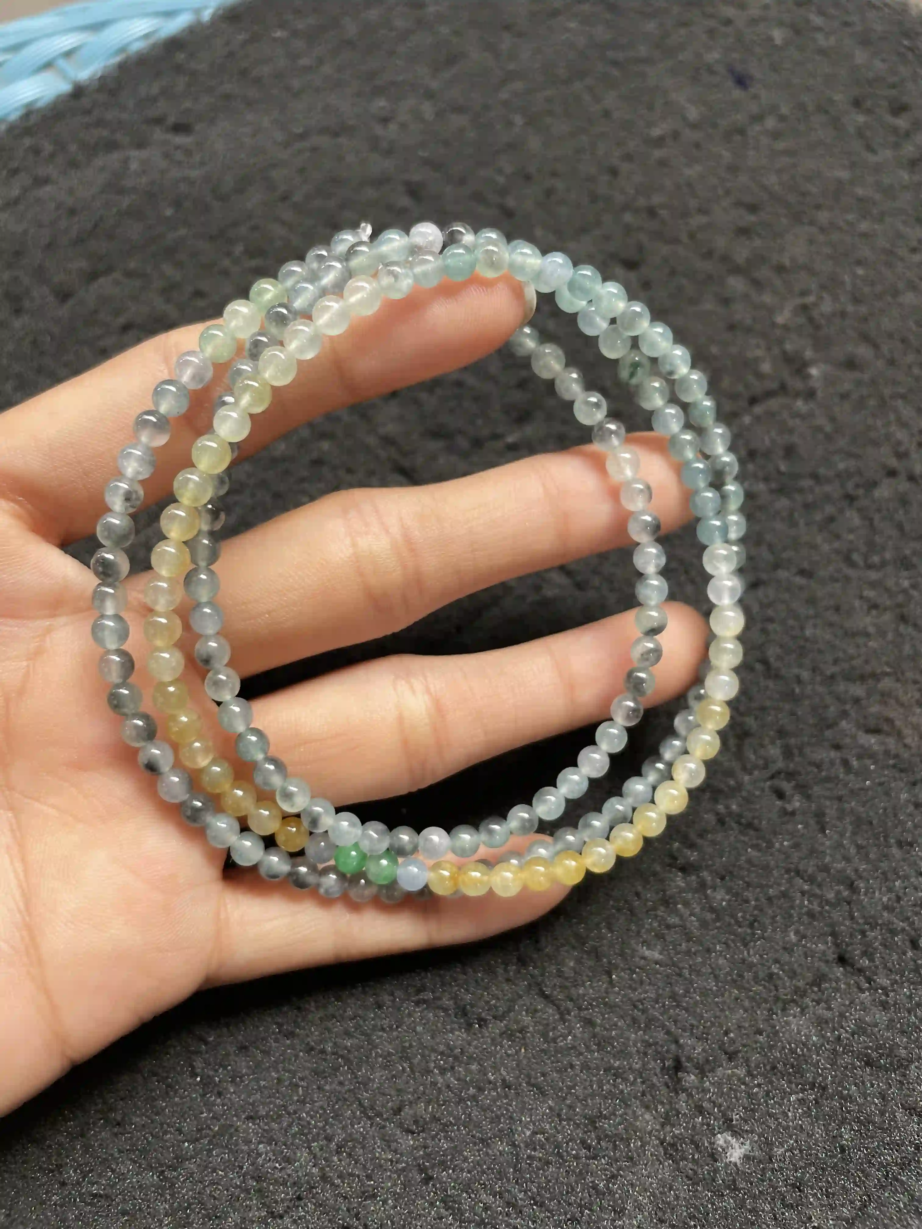 Multi-strand Colorful Jade Bead Bracelet, view 2 | Myanmar Jadeite reference #540001