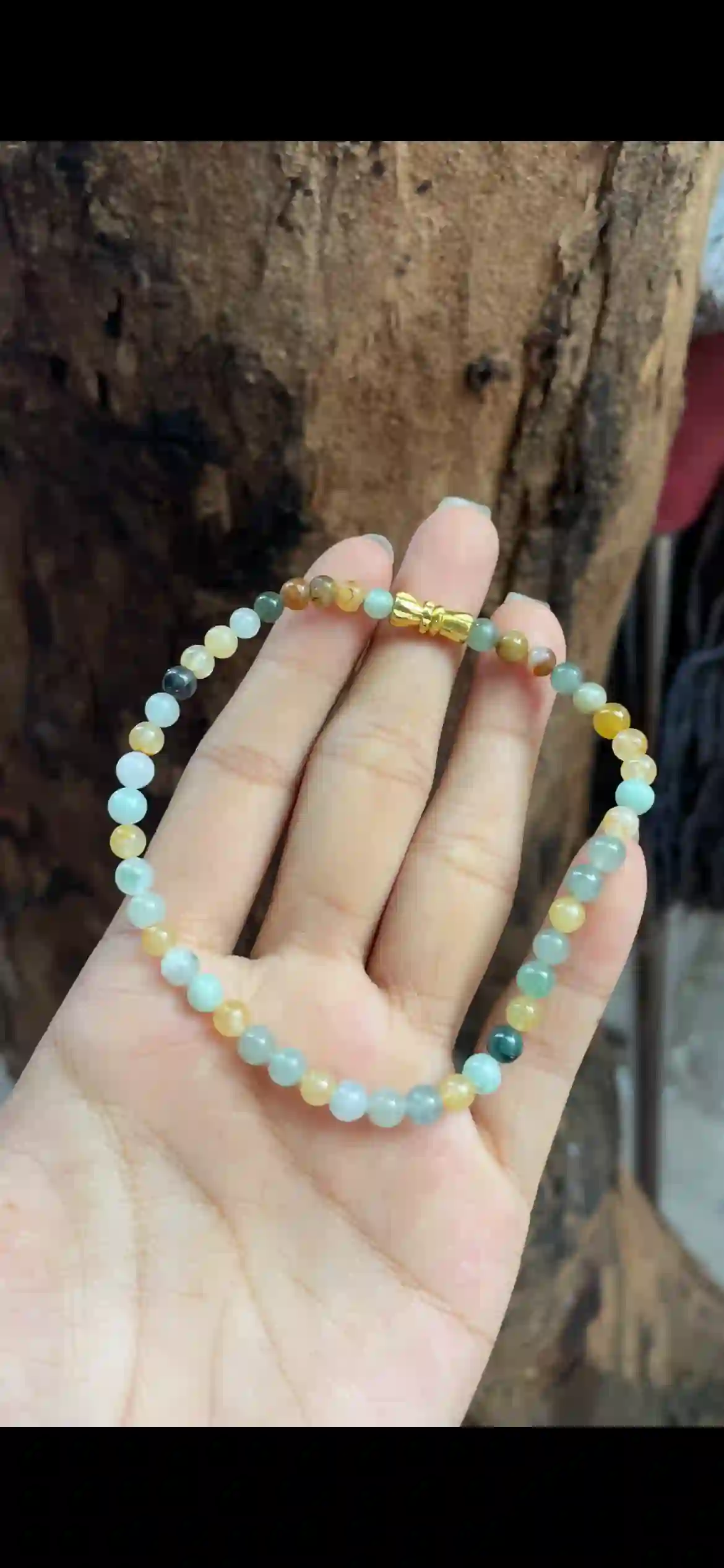  Multi‑Color Gradient Icy Jadeite Dainty Bead Bracelet, view 2 | Myanmar Jadeite reference #9870002