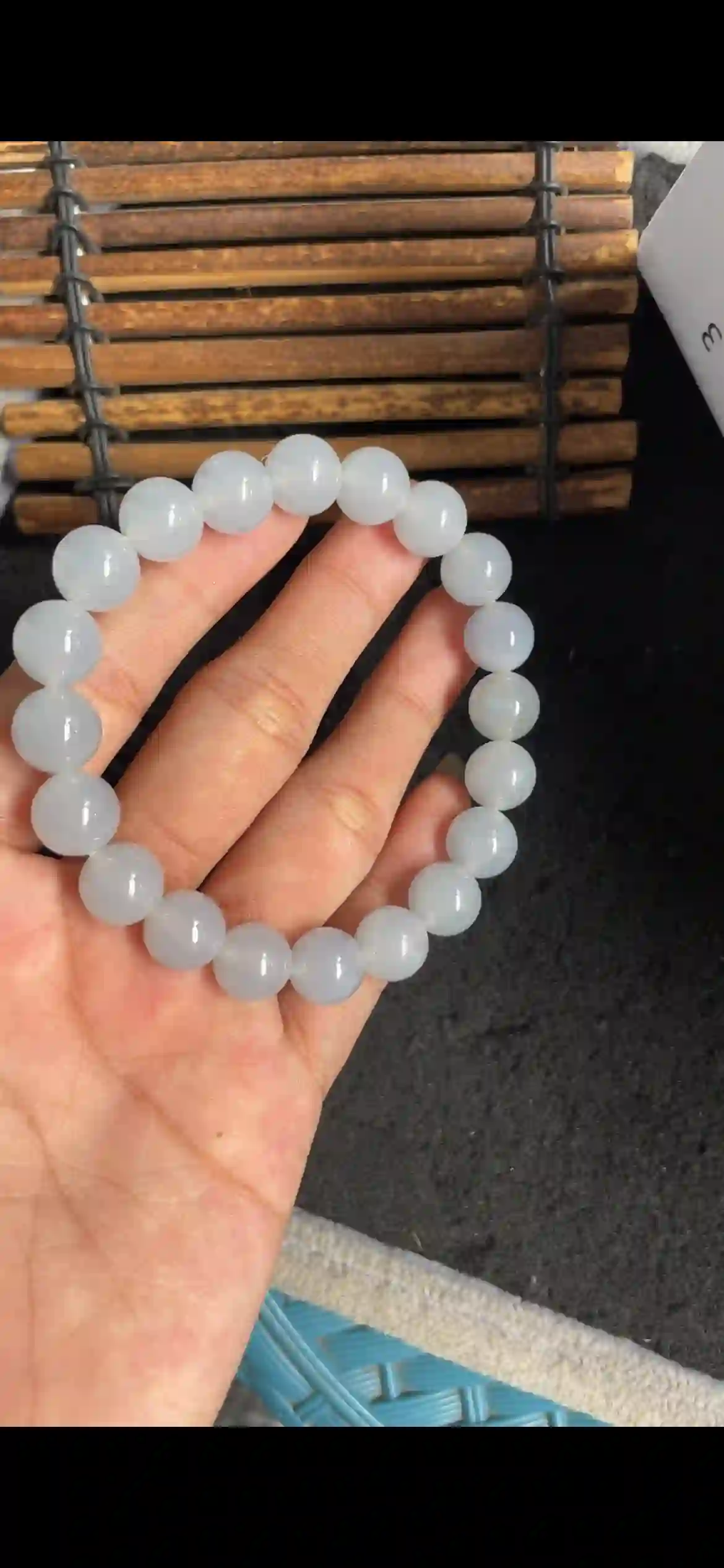   Icy Pale Lavender Blue Jade Bead Bracelet | Myanmar Jadeite reference #5910003