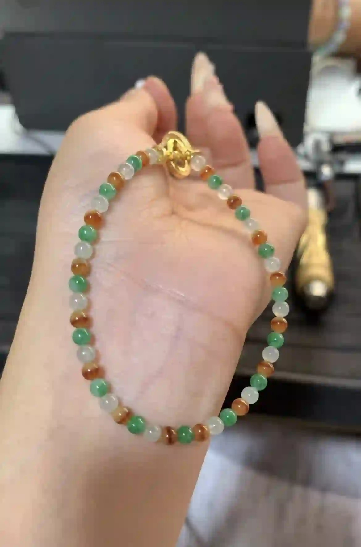  Natural Apple Green Jade Diamond Halo Ring | Myanmar Jadeite reference #1800007