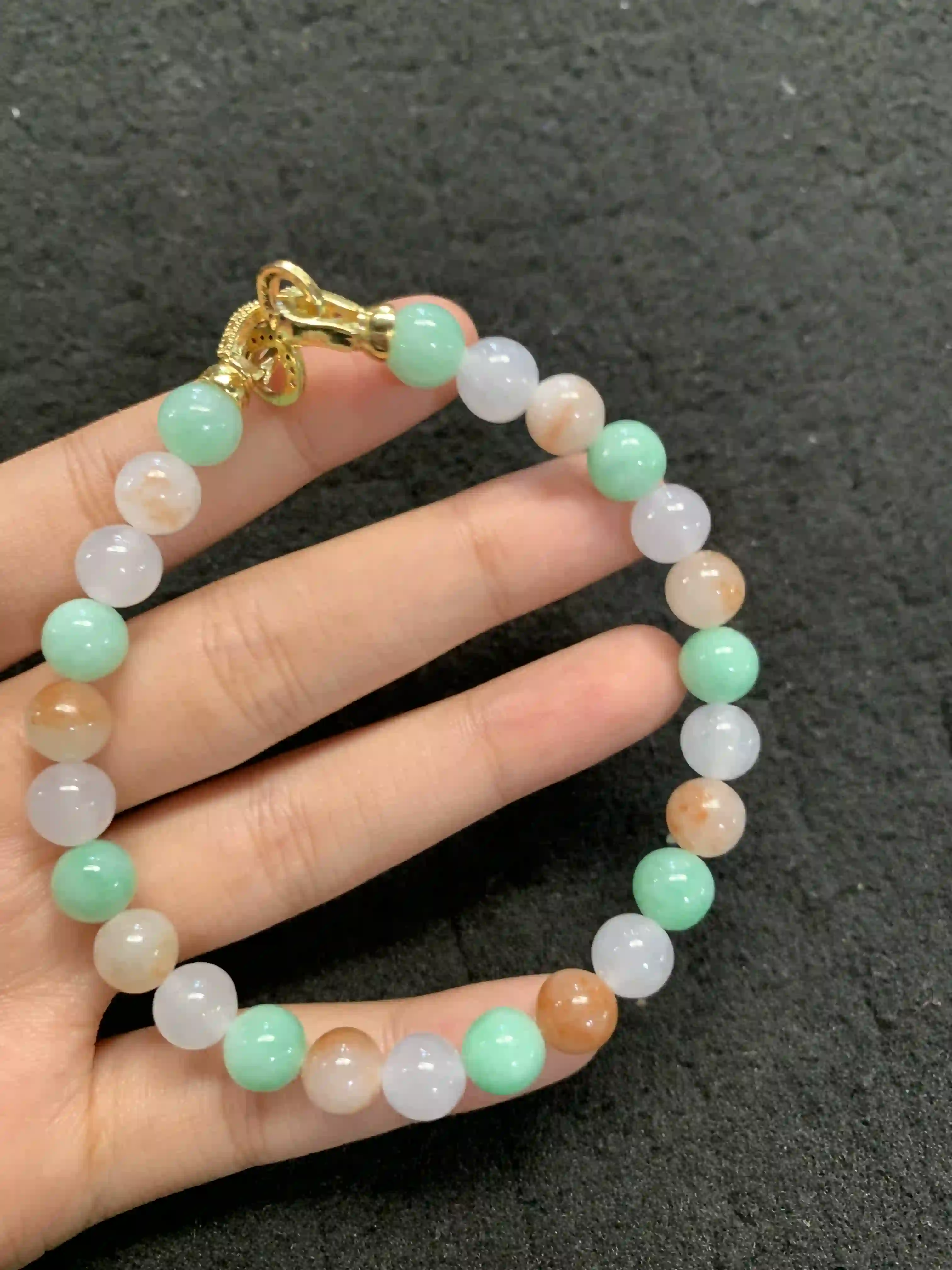 Natural Multicolor Jade Bead Bracelet, view 2 | Myanmar Jadeite reference #1830008