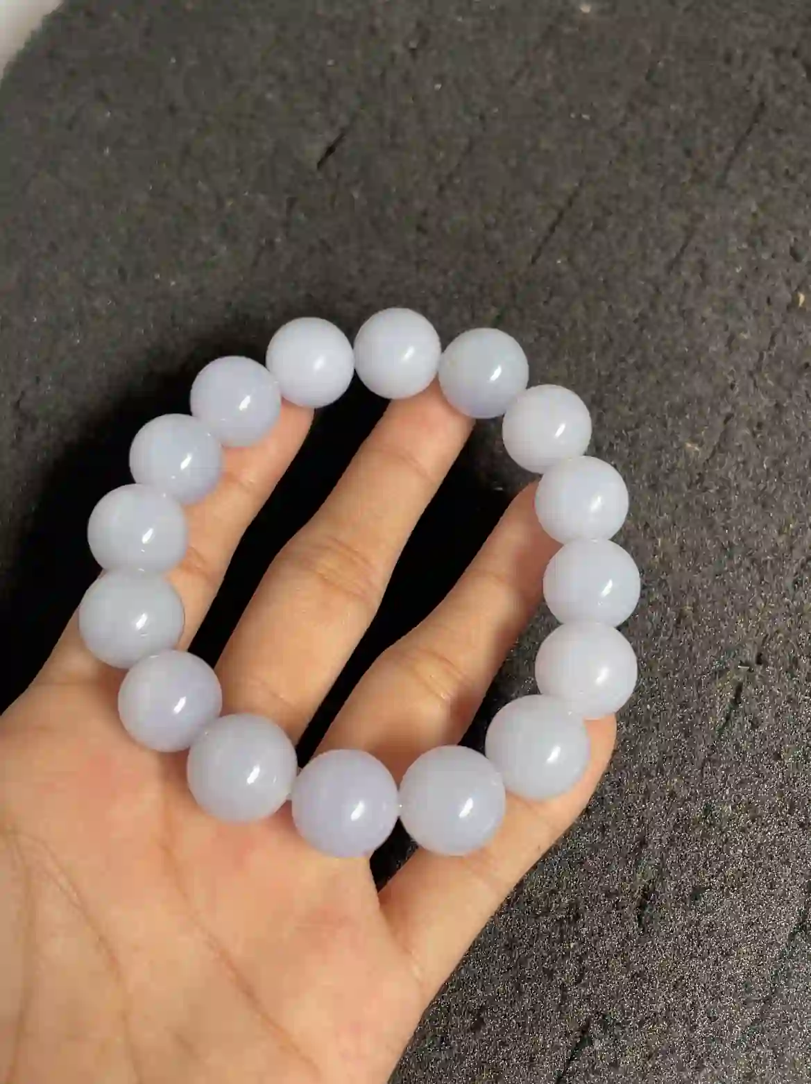 Natural Lavender Jade Bead Bracelet, view 2 | Myanmar Jadeite reference #2640009