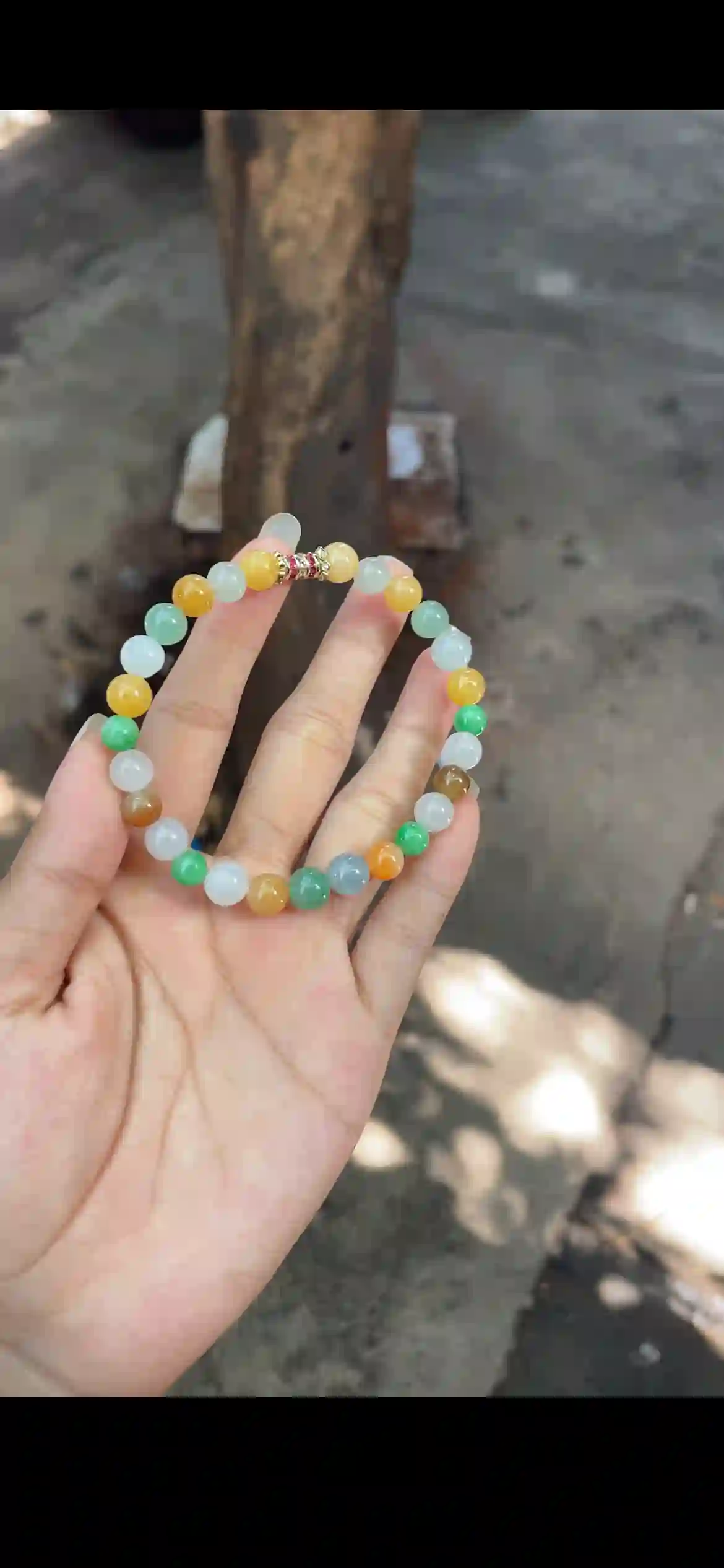 Vibrant Multicolor Beaded Bracelet with Decorative Accent, view 2 | Myanmar Jadeite reference #24420001