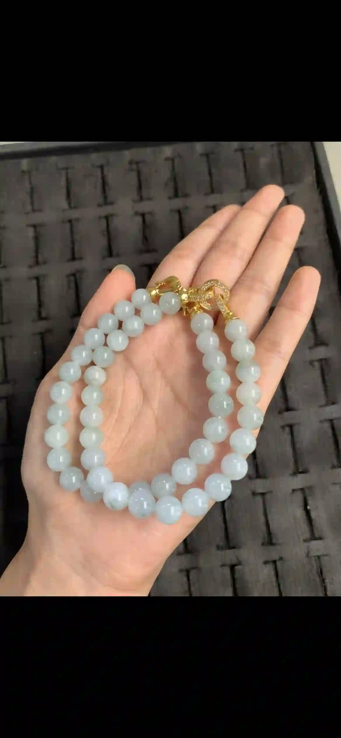 Icy Floating Flower Jadeite Double Strand Bracelet | Myanmar Jadeite reference #13440001