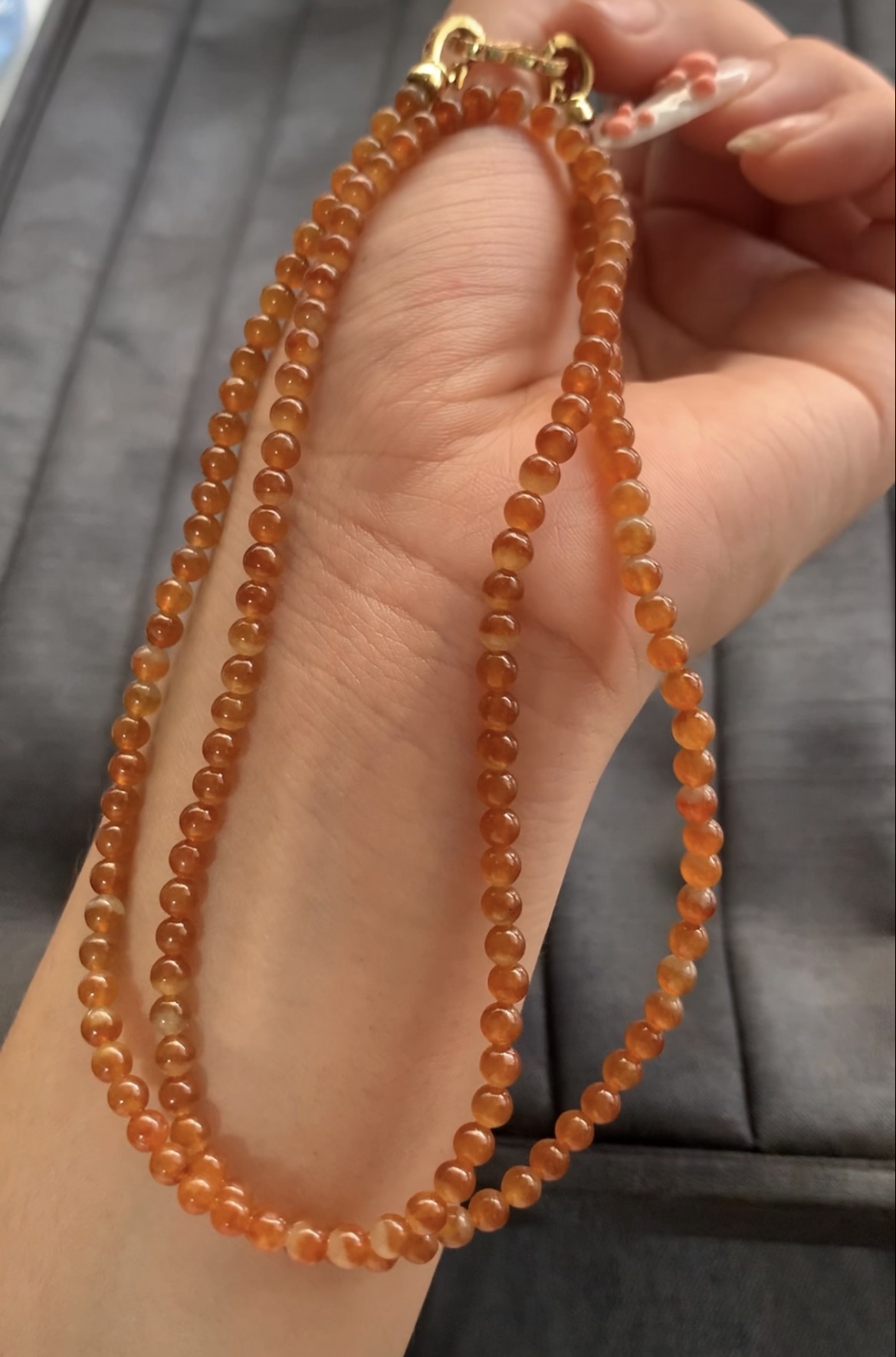 Natural Red Jadeite Bead Necklace - Burmese Jadeite from Myanmar