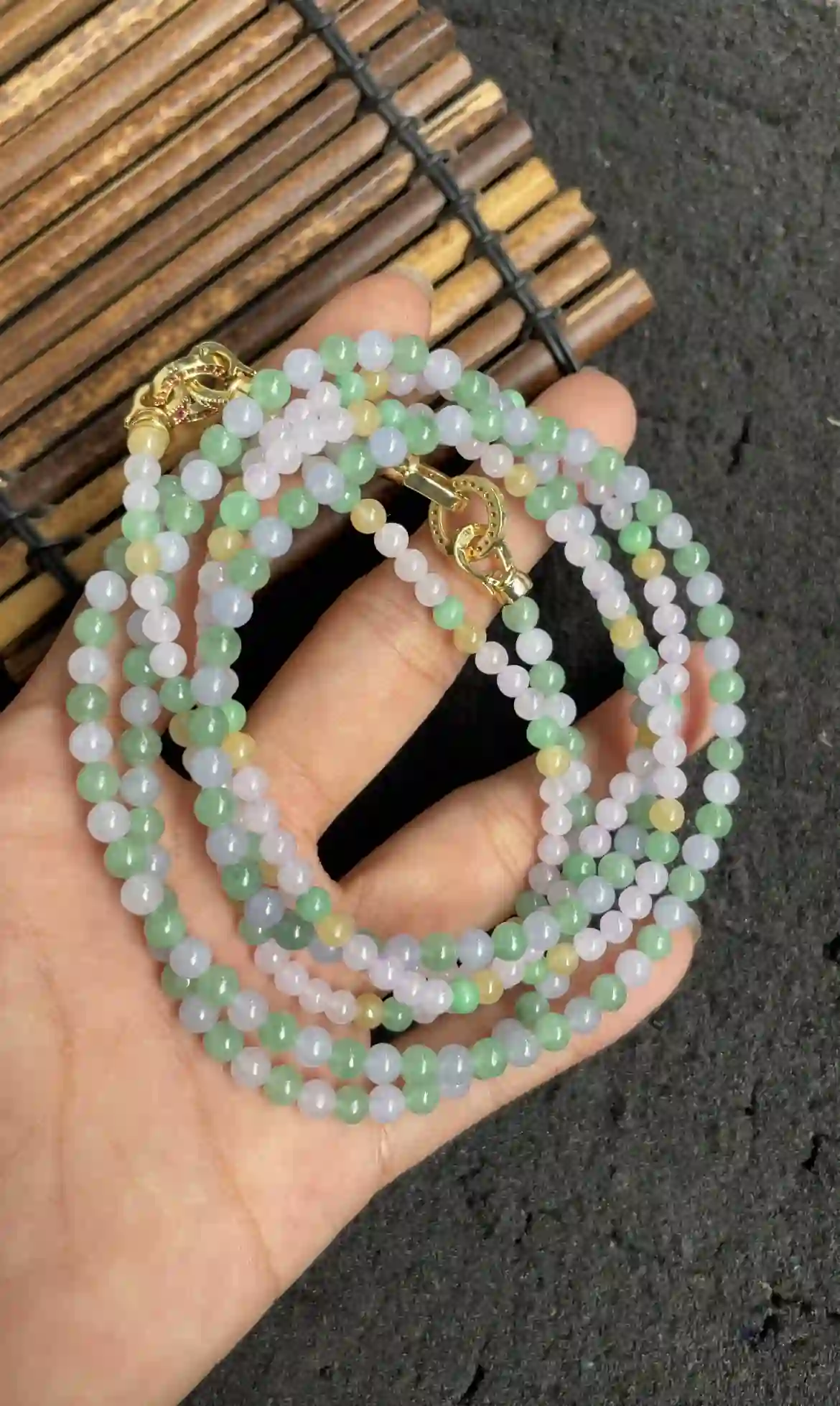 Multicolor Pastel Jade Multi-Strand Necklace | Myanmar Jadeite reference #2730007