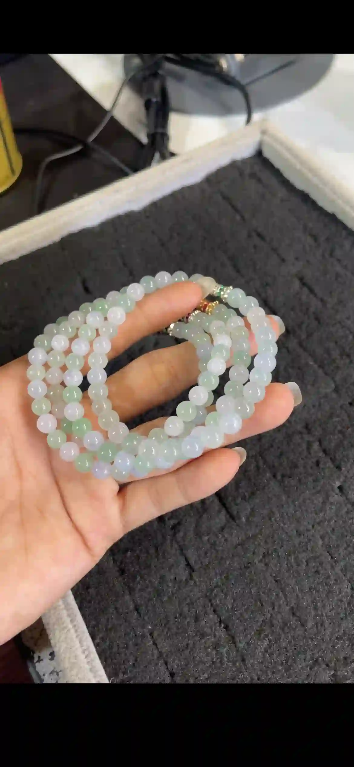Pastel Multitone Jade Bead Necklace with Decorative Clasp | Myanmar Jadeite reference #25770001