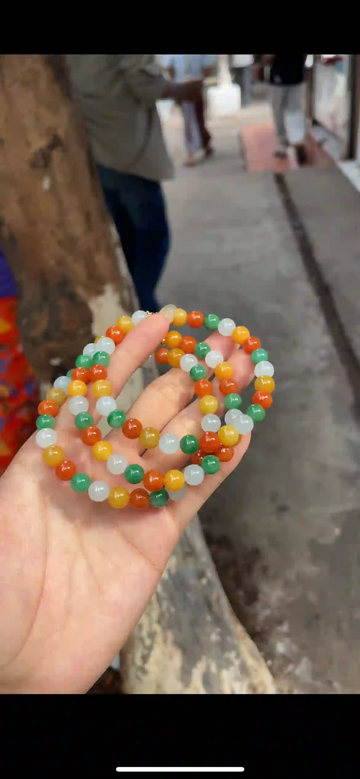 Vibrant Multicolor Jade Beaded Necklace & Wrap Bracelet — Four-Tone Design, view 2 | Myanmar Jadeite reference #27090001