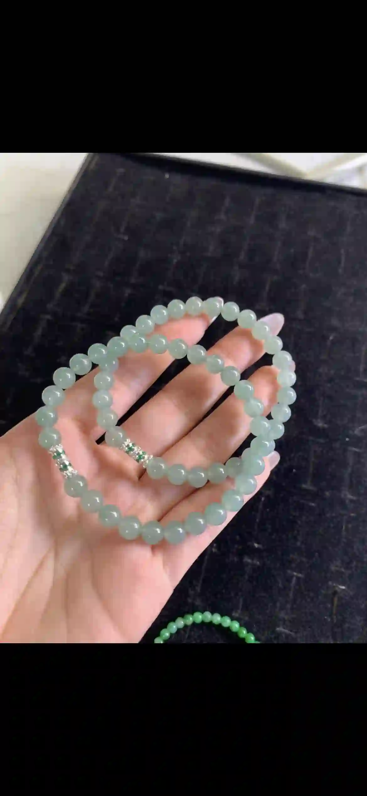 Pale Translucent Green Jade Bead Strand / Double-Loop Bracelet, view 2 | Myanmar Jadeite reference #24990001