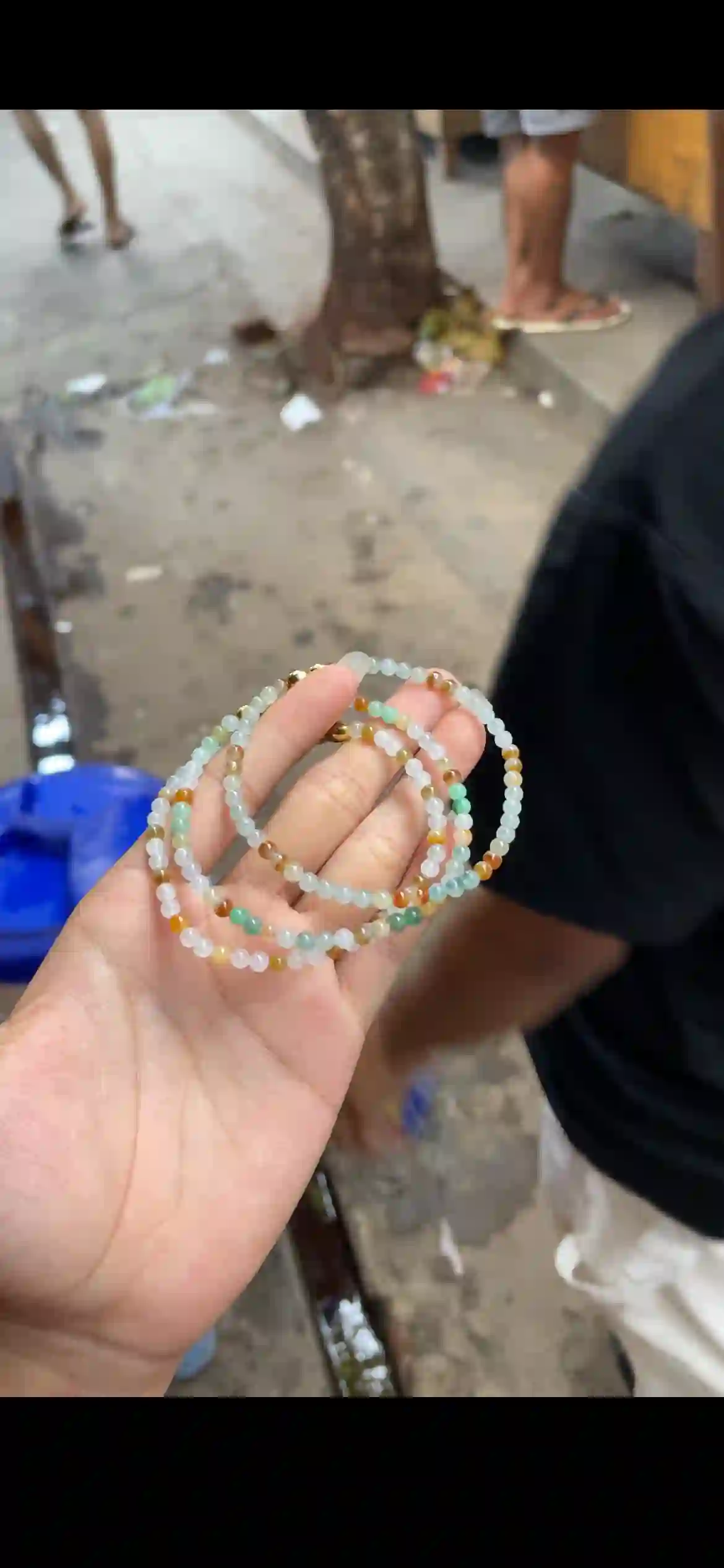 Set of Three Rainbow Multicolor Jade Beaded Bracelets with Gold Clasps | Myanmar Jadeite reference #23130001