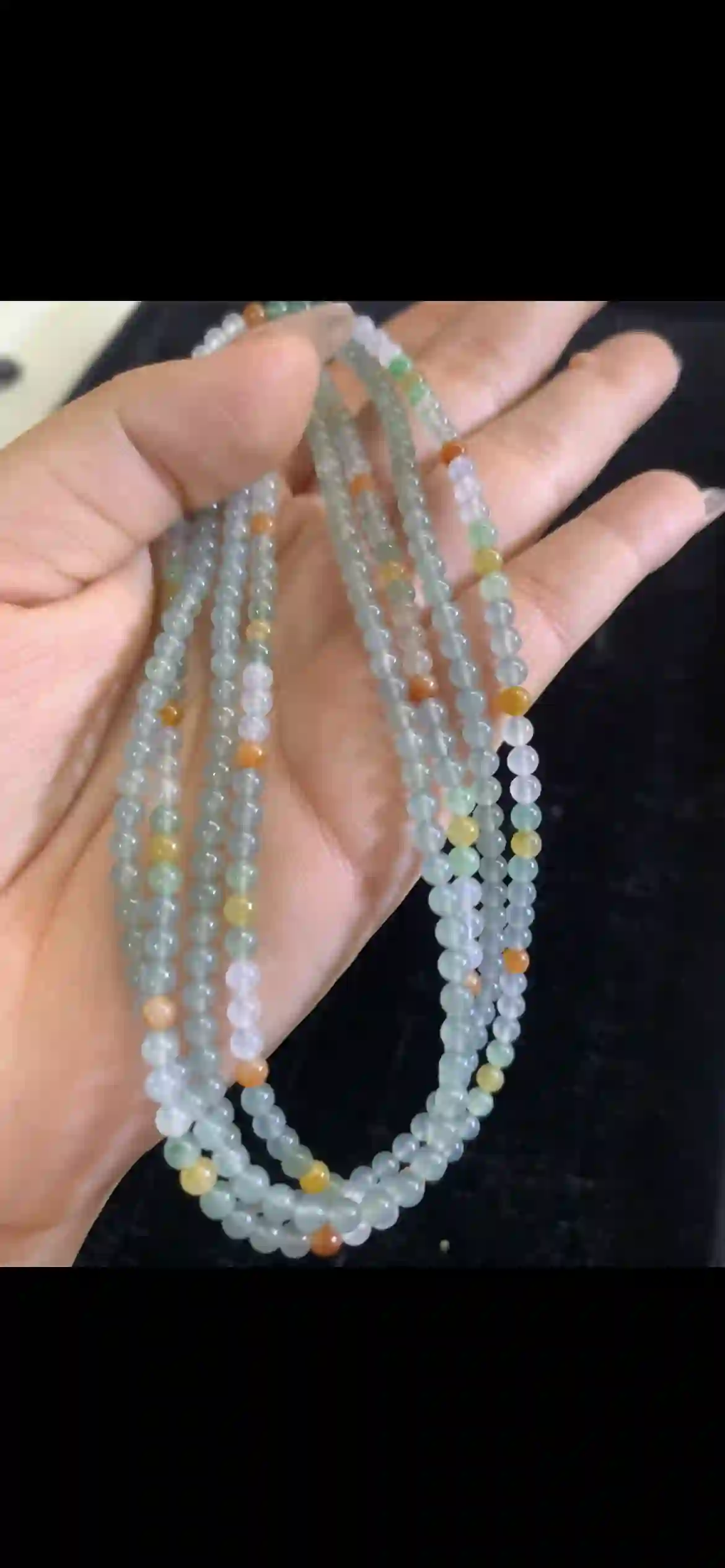 Icy Multicolor Jade Bead Long Necklace — Mixed Hues, view 2 | Myanmar Jadeite reference #28080001