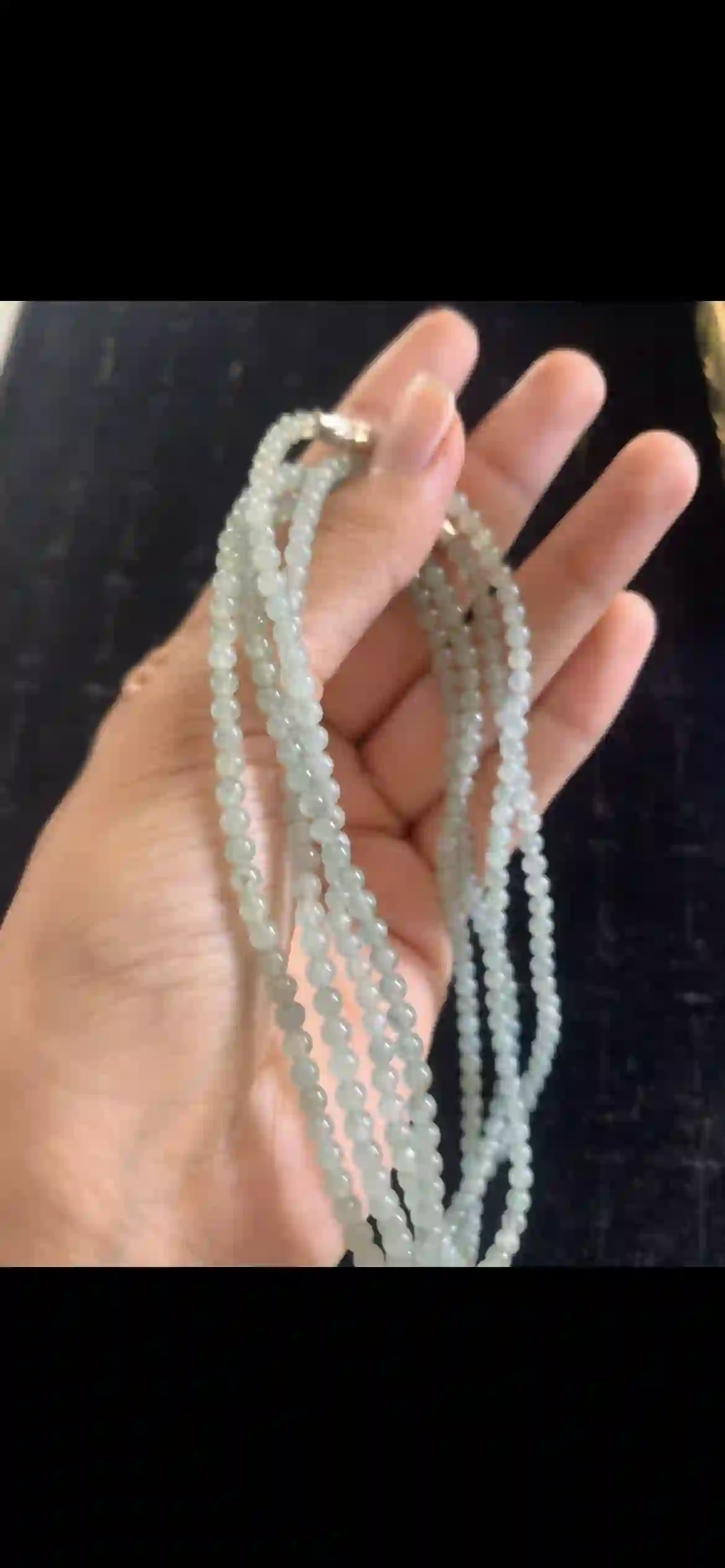 Ultra-Fine Icy Pale Green Jadeite Multi-Strand Beaded Necklace, view 2 | Myanmar Jadeite reference #23940001