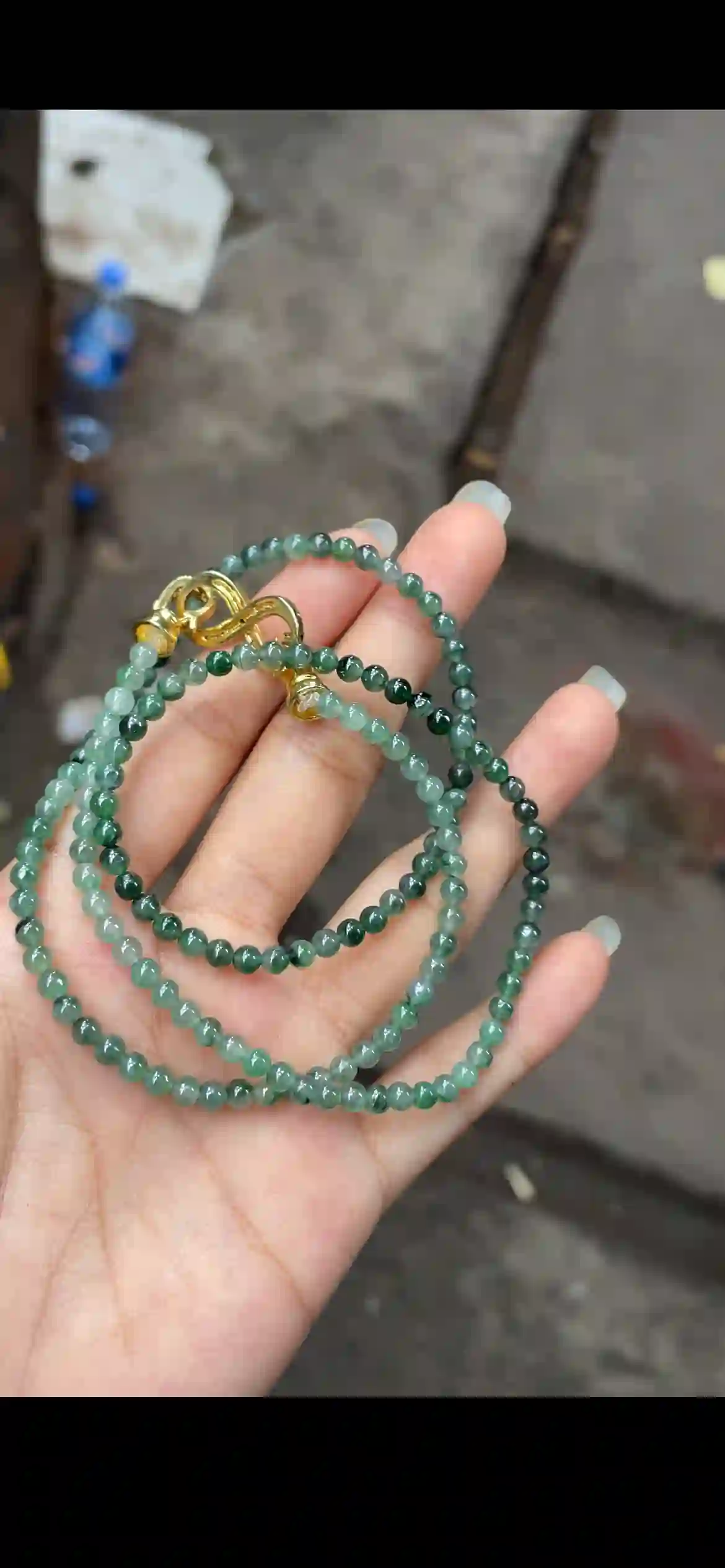 Gradient Emerald Green Jadeite Bead Necklace, view 2 | Myanmar Jadeite reference #16650001