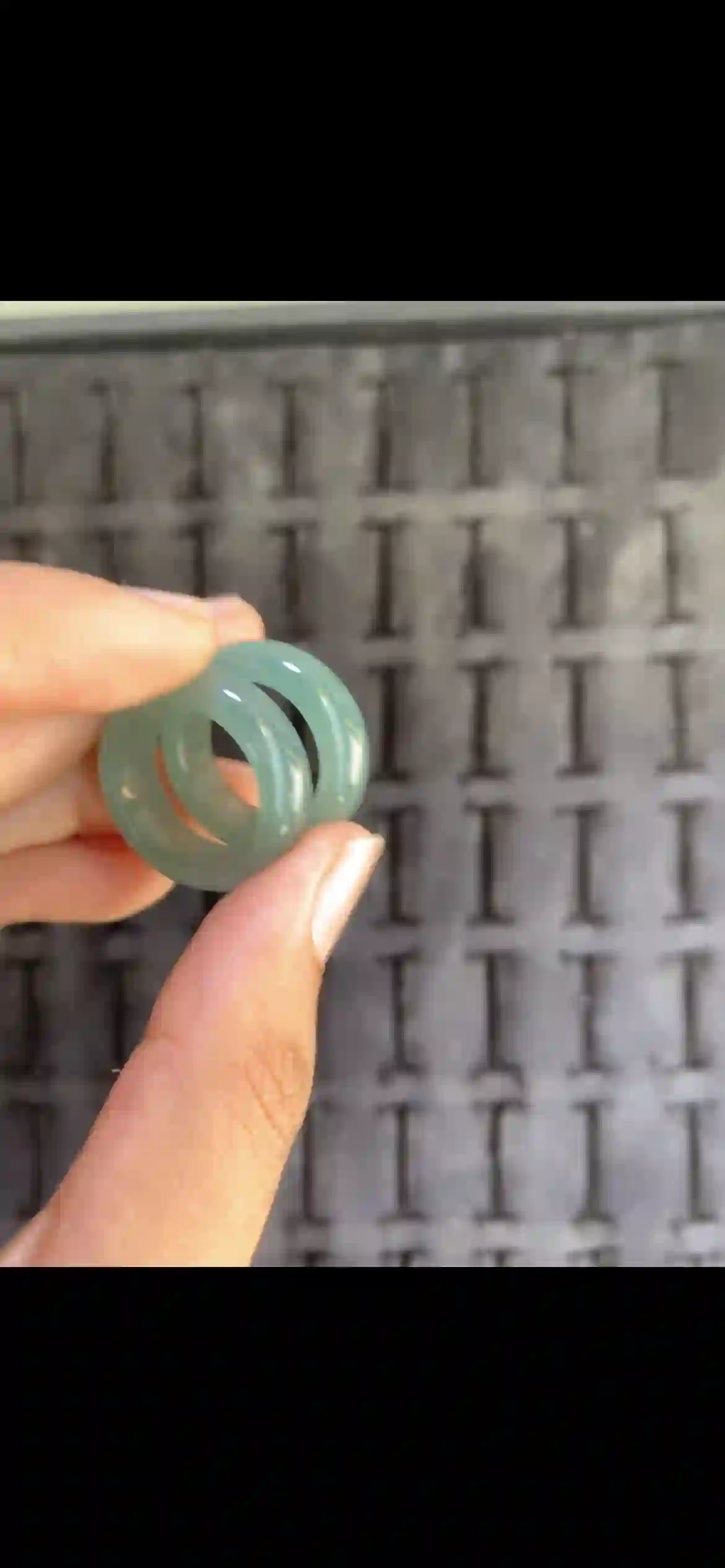 Pair of Icy Deep Green Jade Band Rings | Myanmar Jadeite reference #18810001