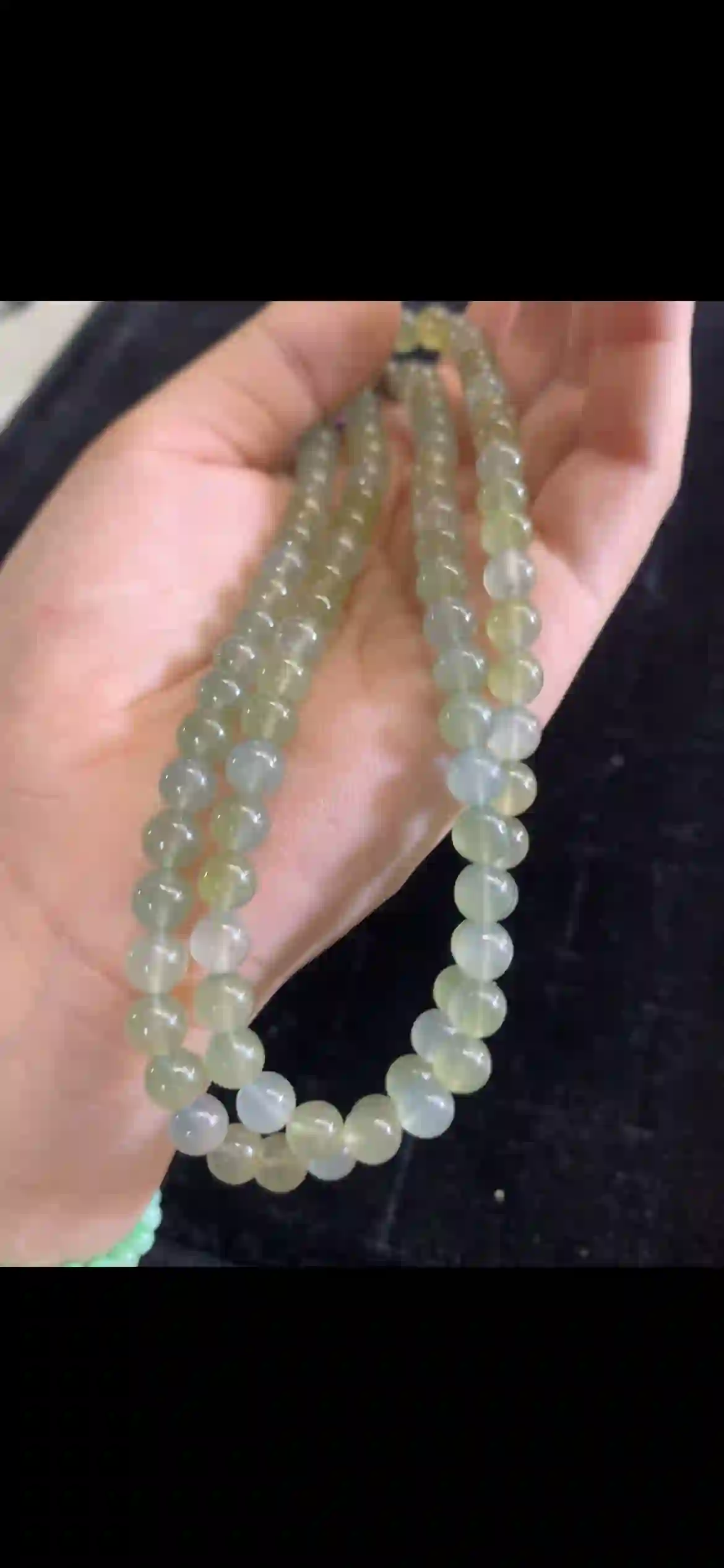 Icy Pale Green & Yellow Jade Bead Necklace — Multi-Strand | Myanmar Jadeite reference #28050001