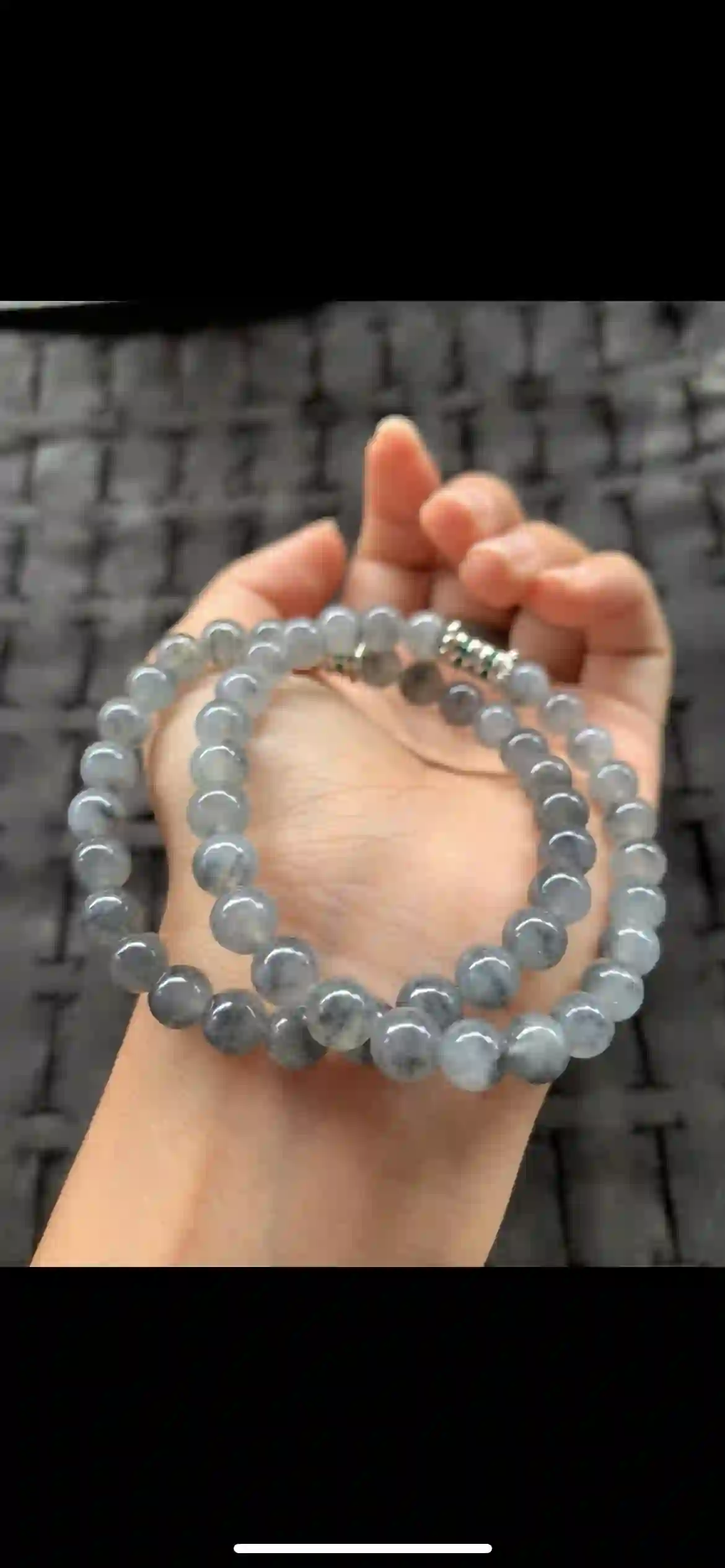 Elegant Smoky Gray Beaded Bracelet with Decorative Spacer | Myanmar Jadeite reference #24600001