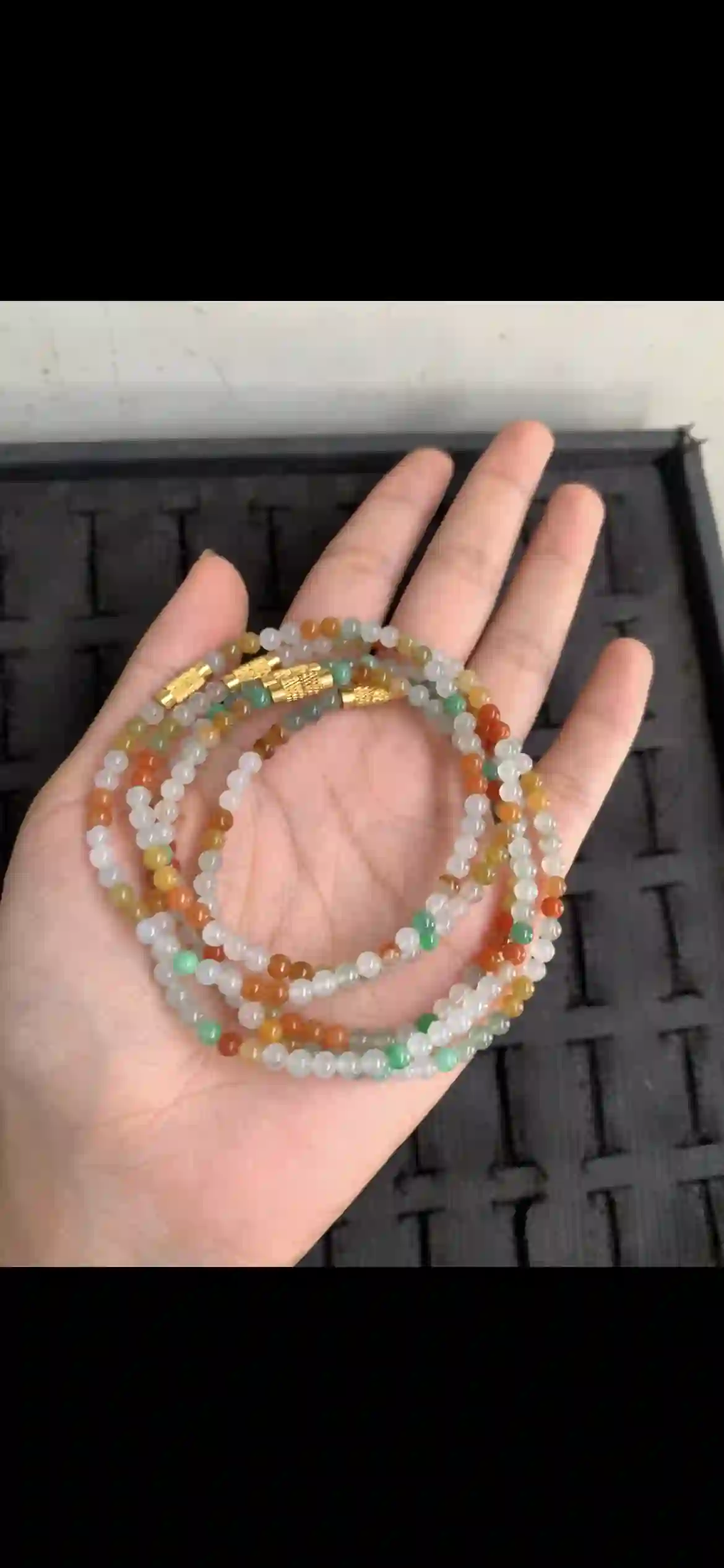 Multicolor Natural Jadeite Beaded Necklace & Bracelet | Myanmar Jadeite reference #13290002