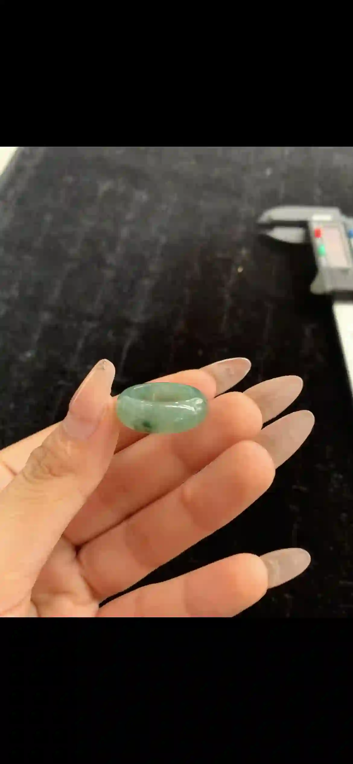 Icy Blue-Green Floating Flower Jadeite Band Ring — Solid Natural Jadeite Saddle Ring | Myanmar Jadeite reference #30120001