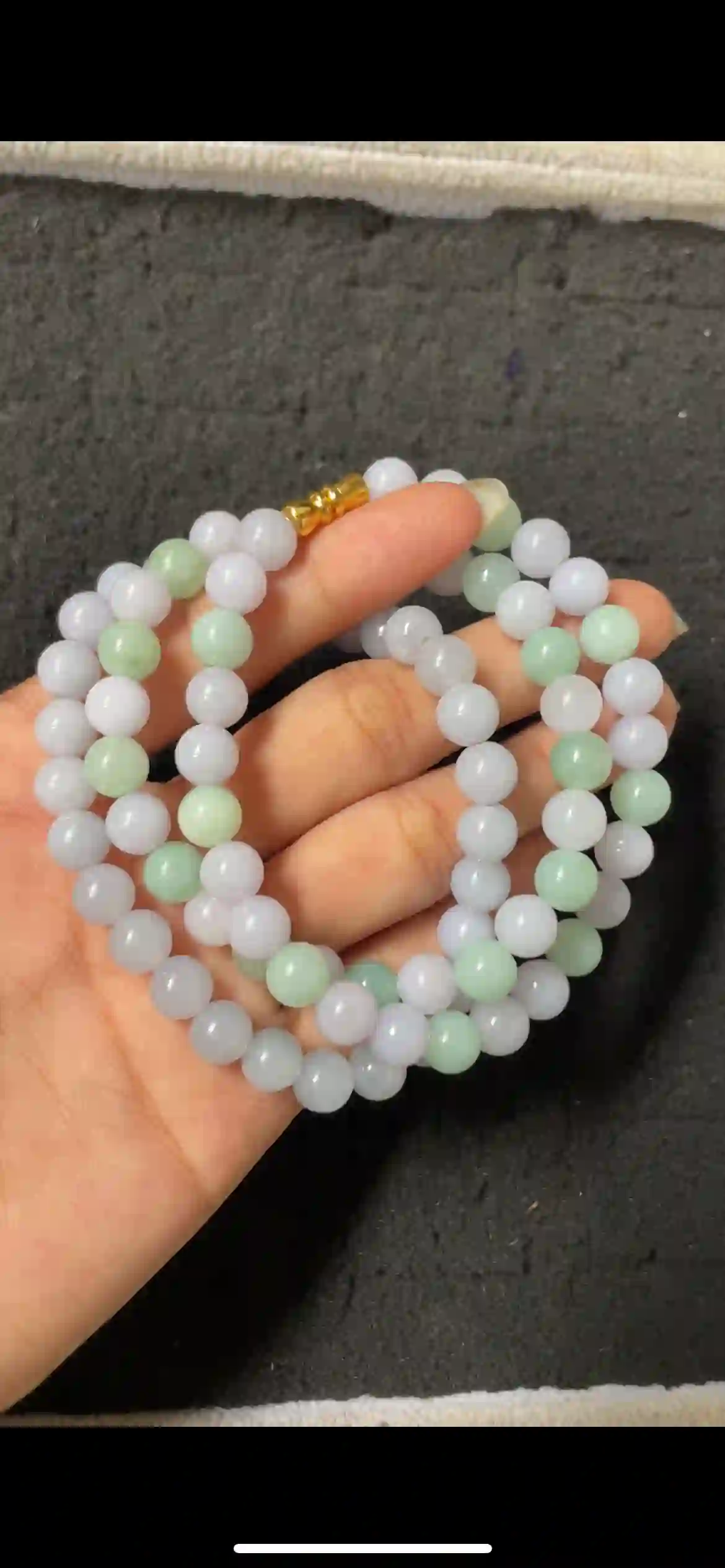  Natural Icy Dual-Tone Pale Green & Lavender Jadeite Bead Necklace | Myanmar Jadeite reference #7470001