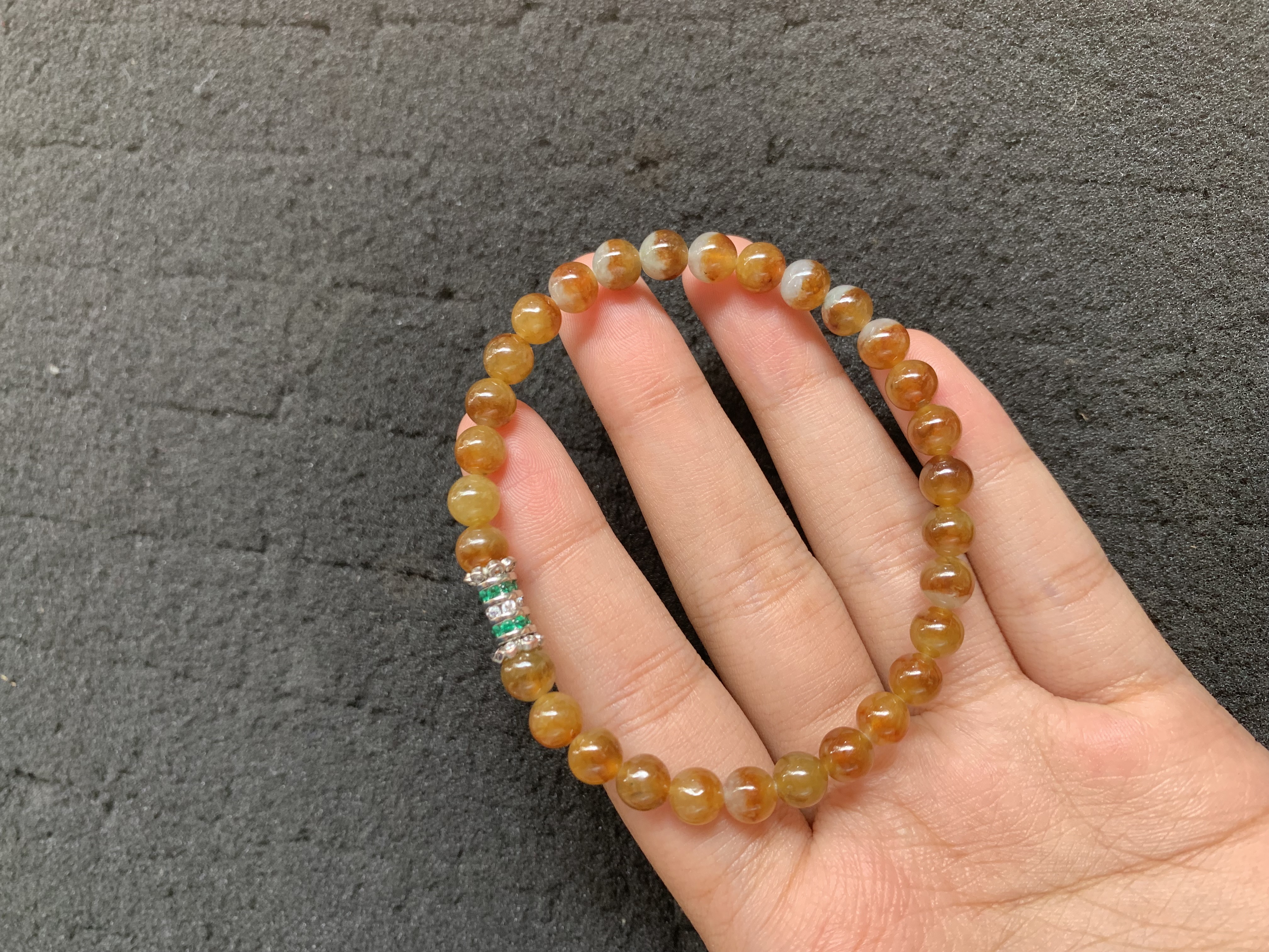 Honey Yellow Jade Bead Bracelet - Burmese Jadeite Type A from Hpakant, Myanmar | Myanmar Jadeite