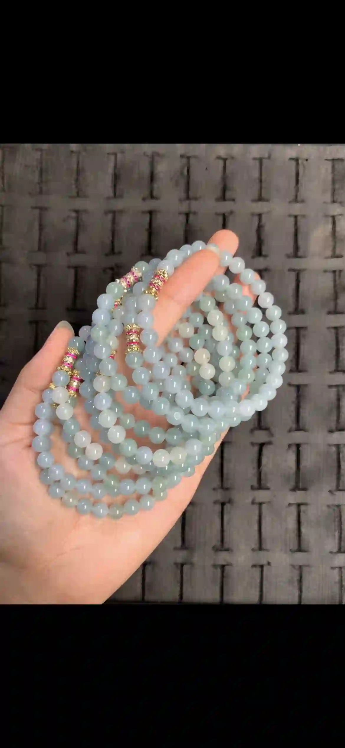 Icy Pale Blue-Green Jadeite Bead Multi-Strand Set | Myanmar Jadeite reference #15810001