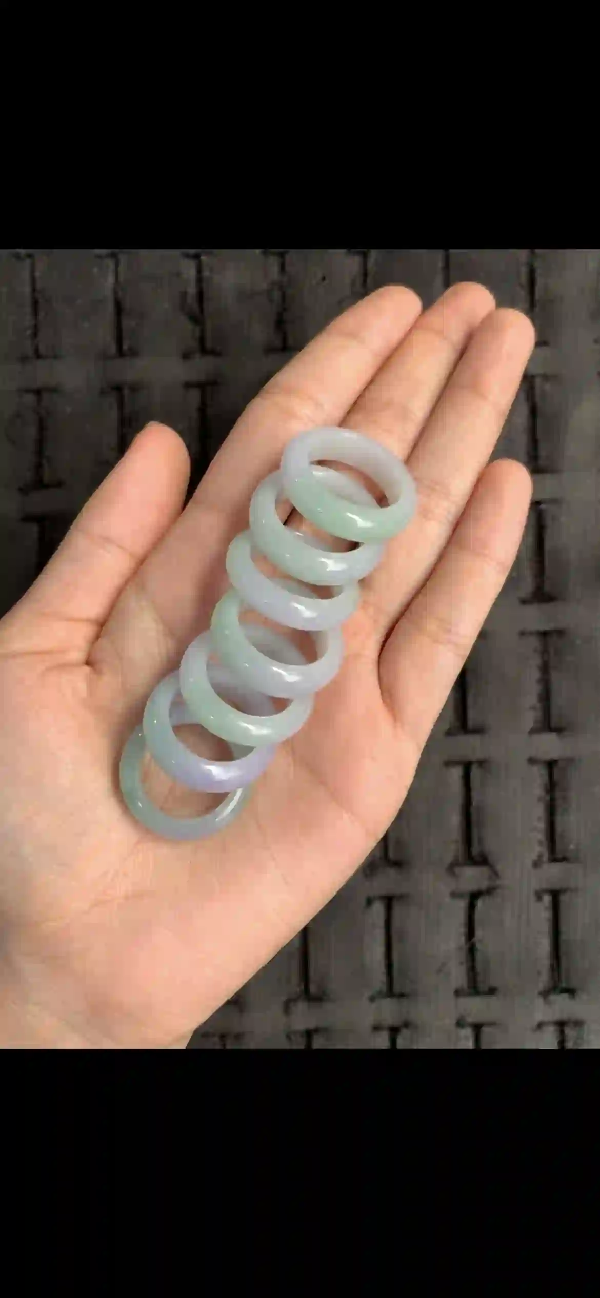 Gradient Lavender & Pale Green Jade Band Ring Set | Myanmar Jadeite reference #19530001
